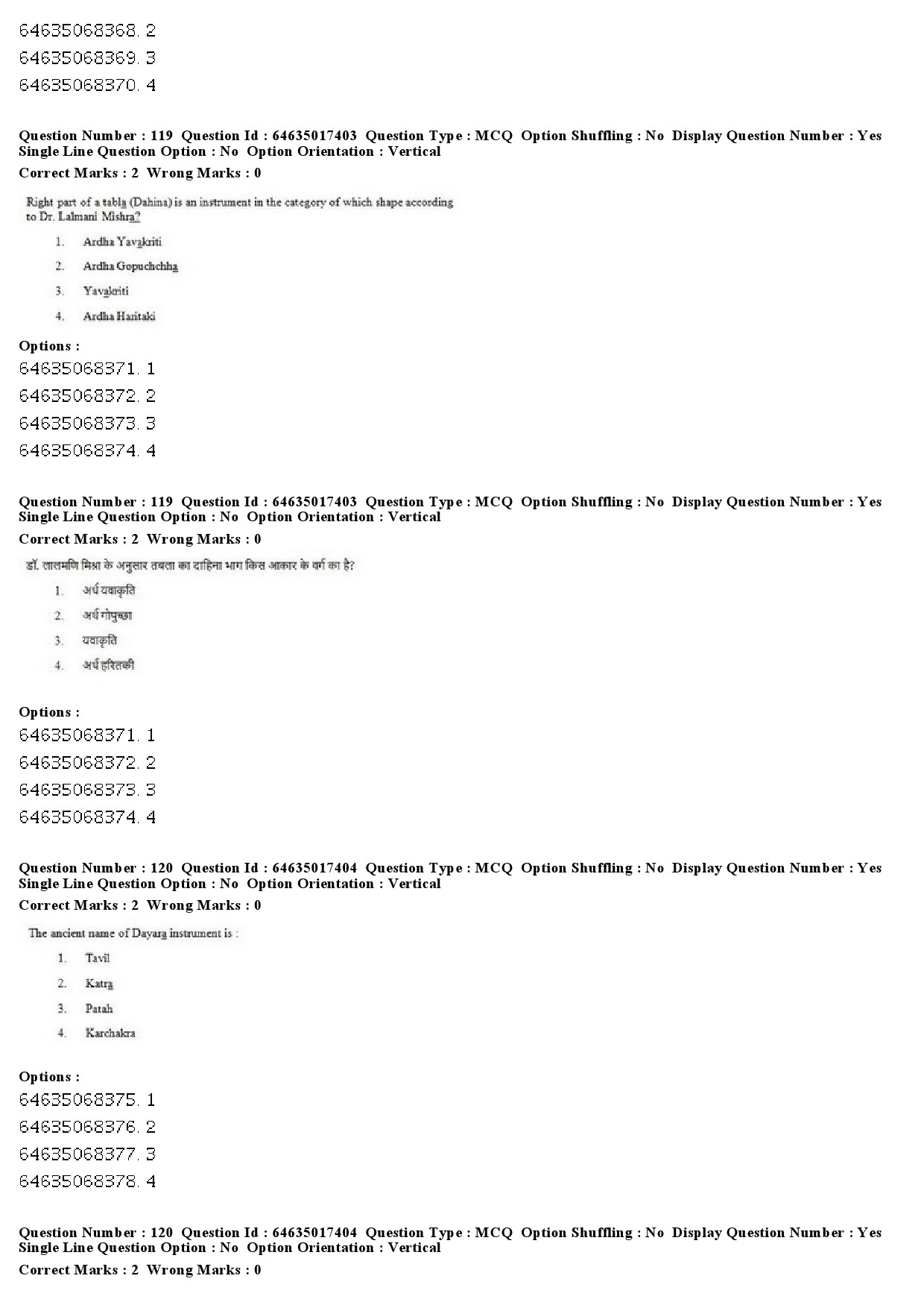 UGC NET Percussion Instruments Question Paper June 2019 96