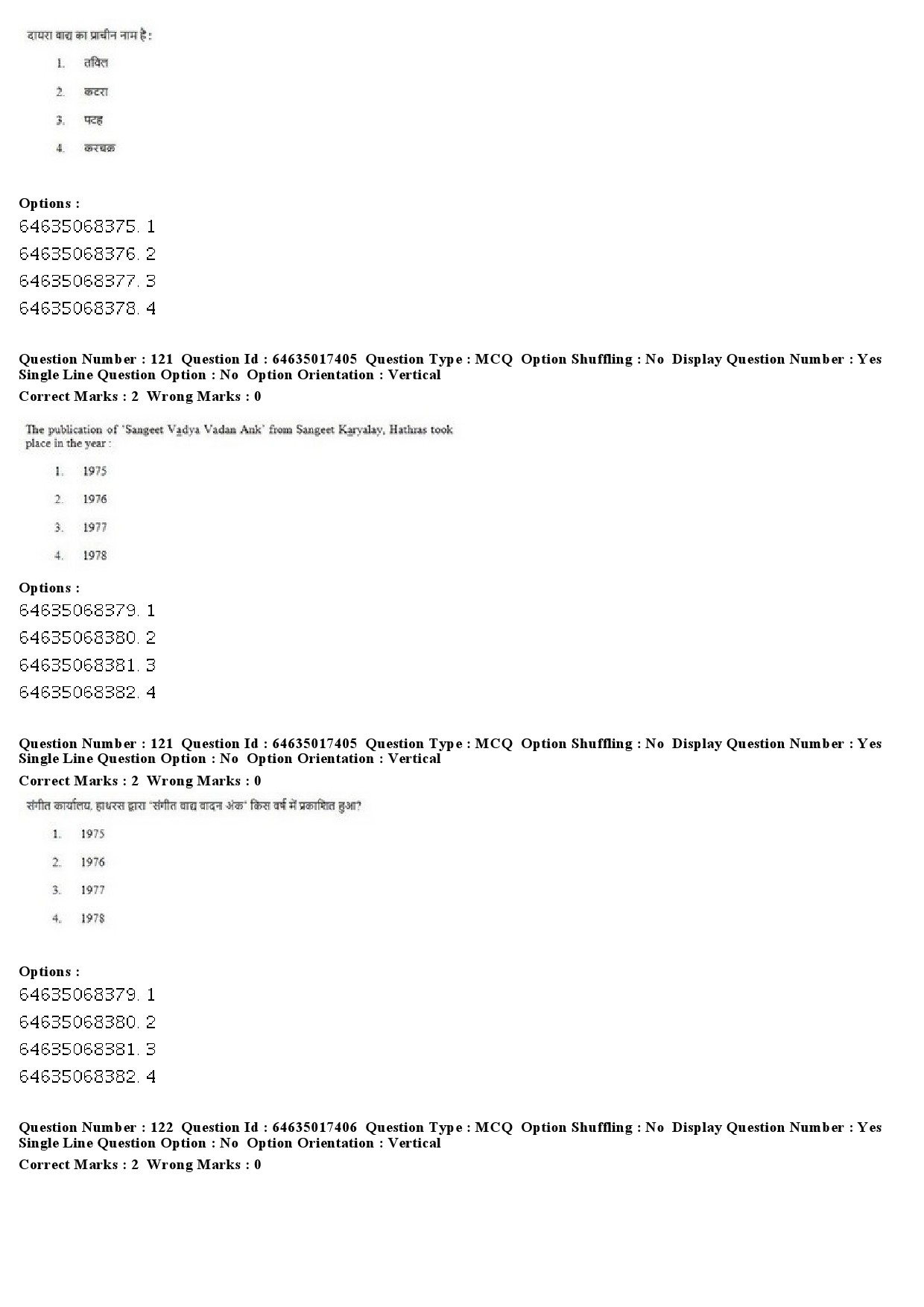 UGC NET Percussion Instruments Question Paper June 2019 97