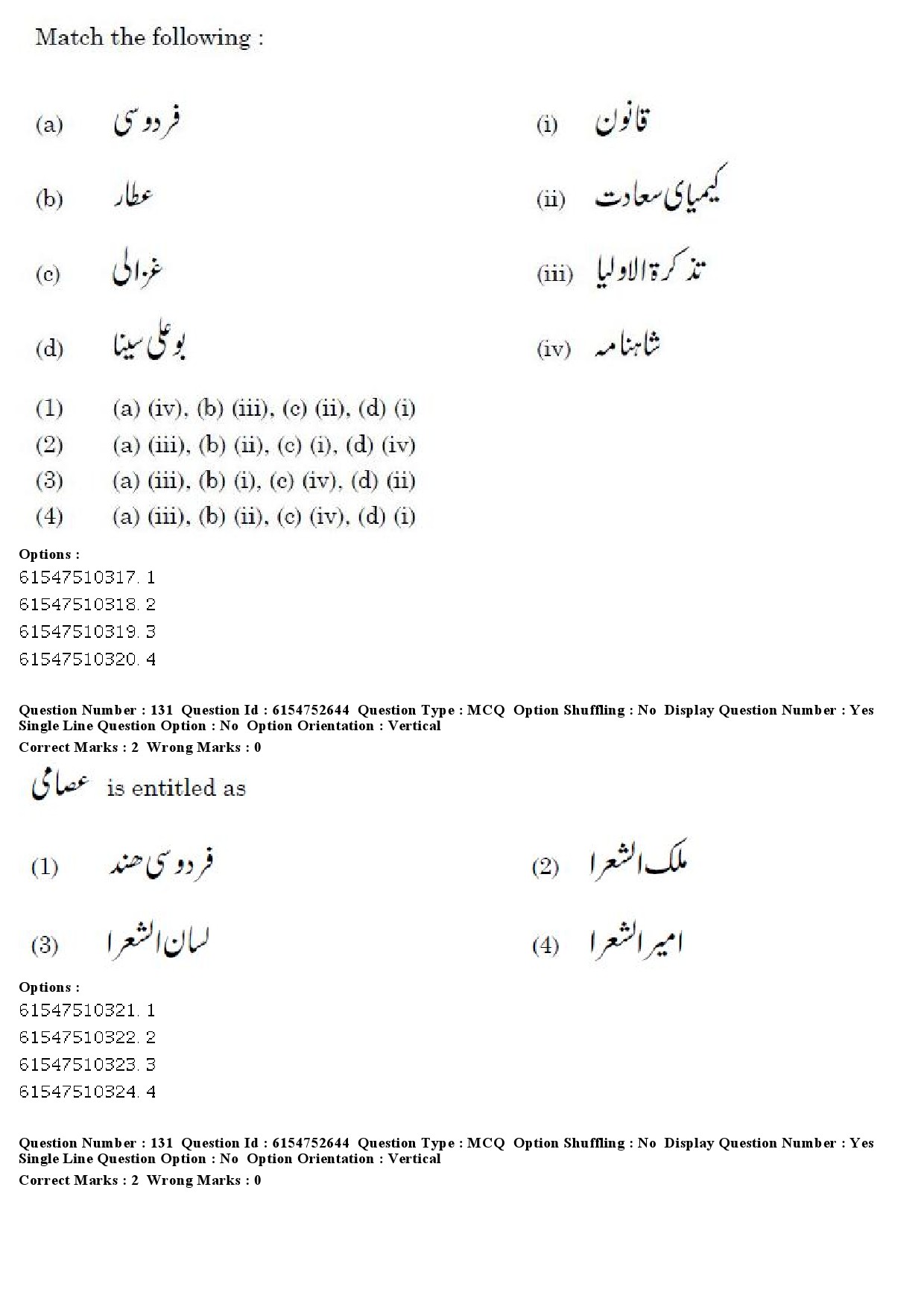 UGC NET Persian Question Paper December 2019 114