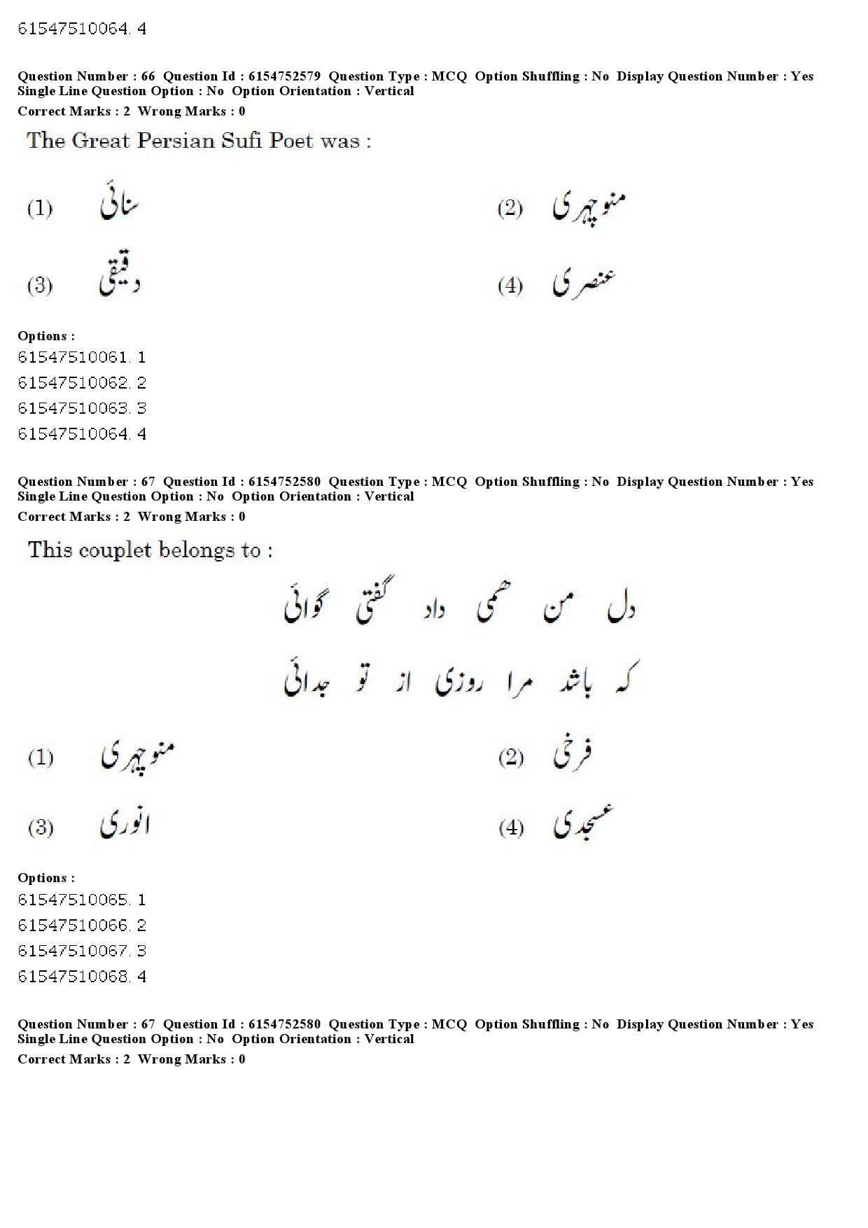 UGC NET Persian Question Paper December 2019 55