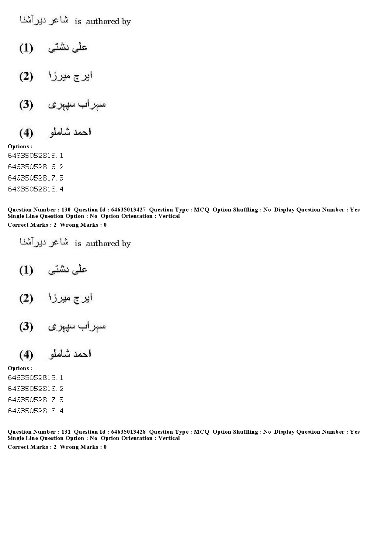 UGC NET Persian Question Paper June 2019 113