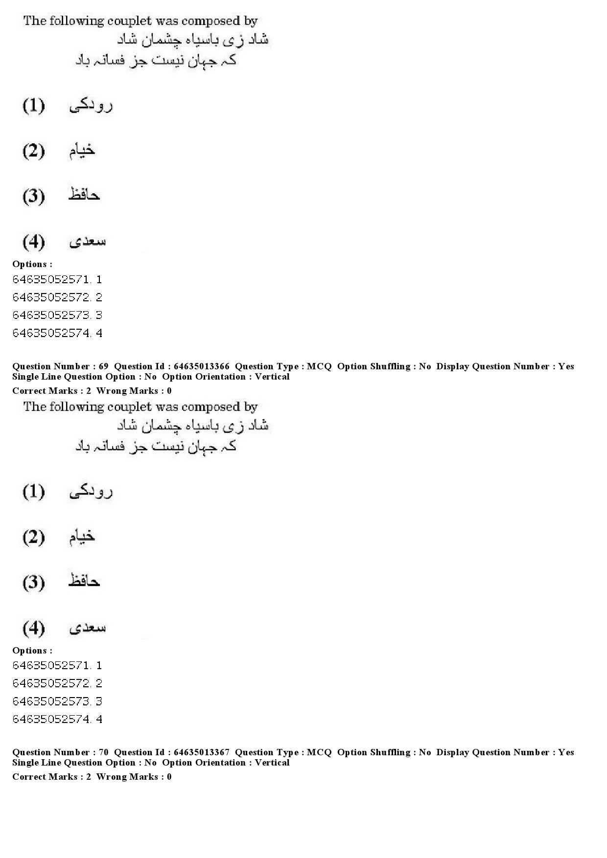 UGC NET Persian Question Paper June 2019 52