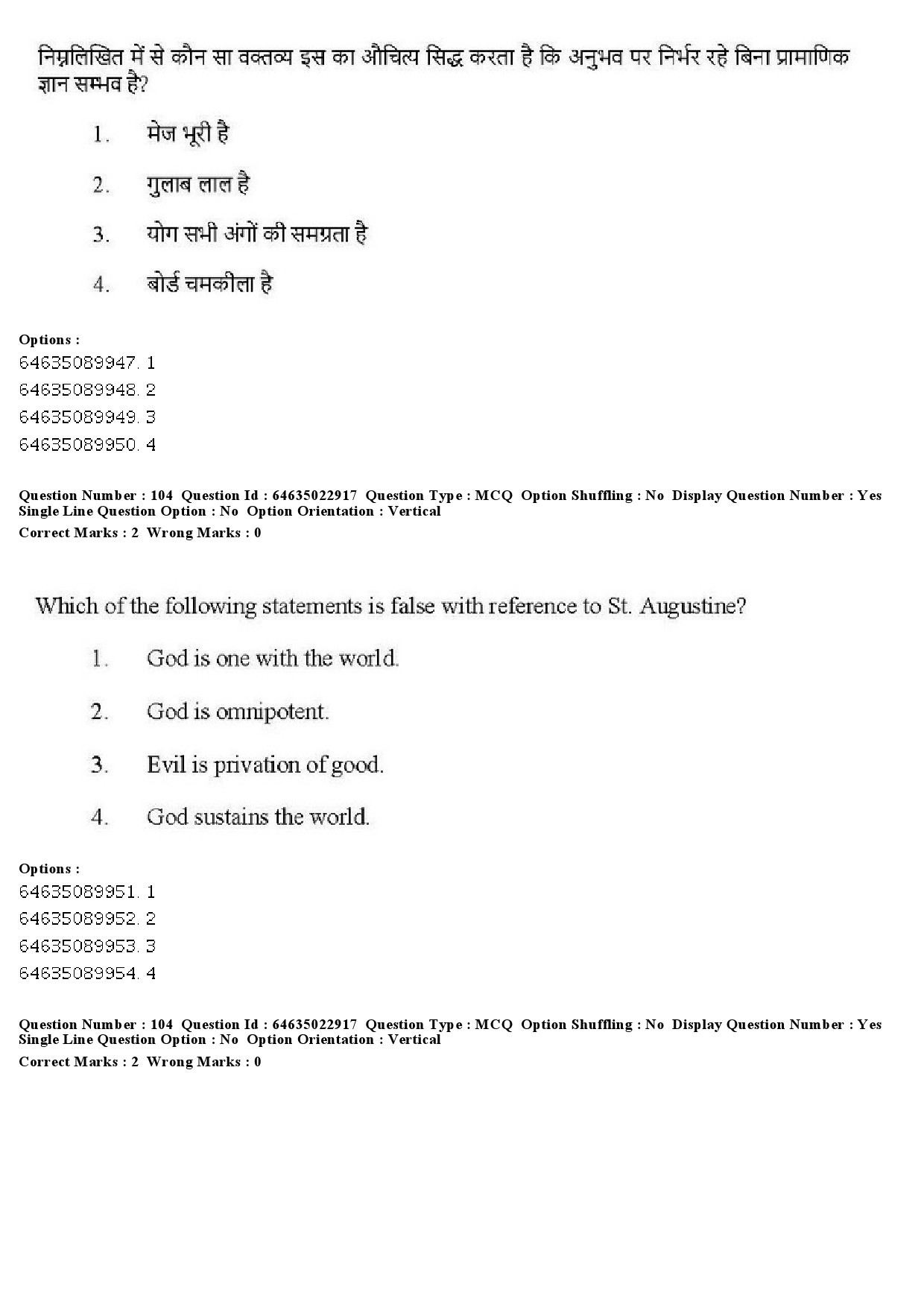 UGC NET Philosophy Question Paper June 2019 100