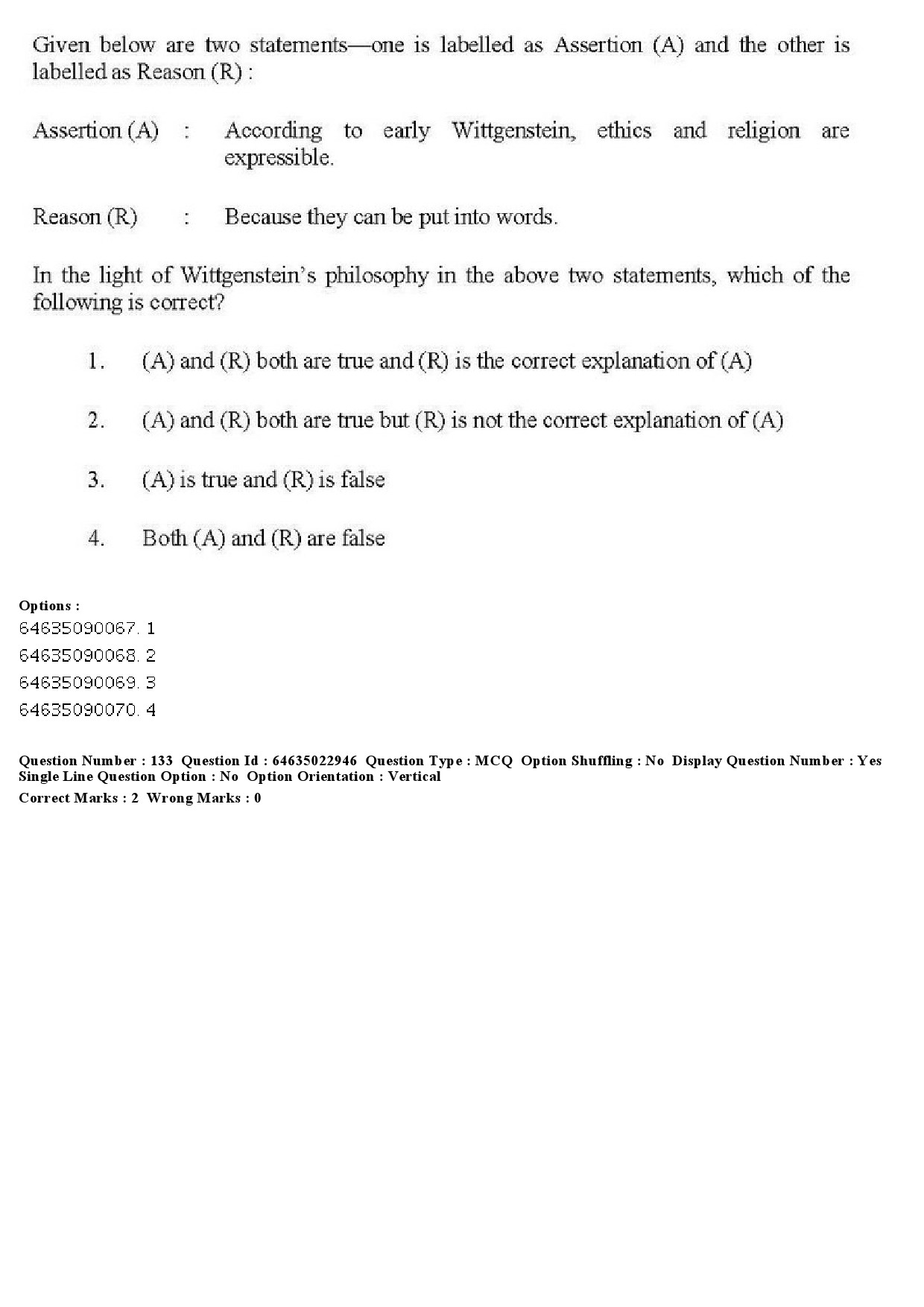 UGC NET Philosophy Question Paper June 2019 131