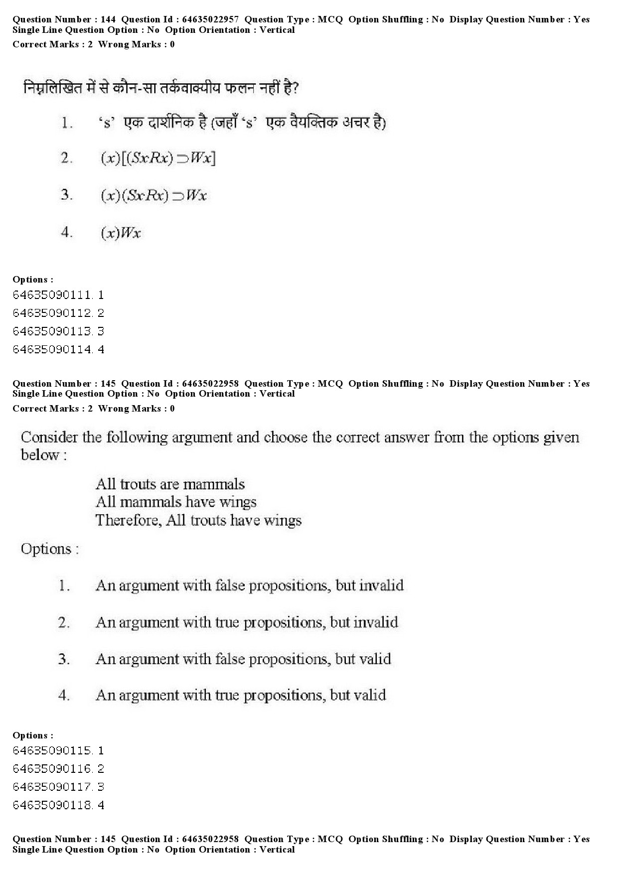 UGC NET Philosophy Question Paper June 2019 144