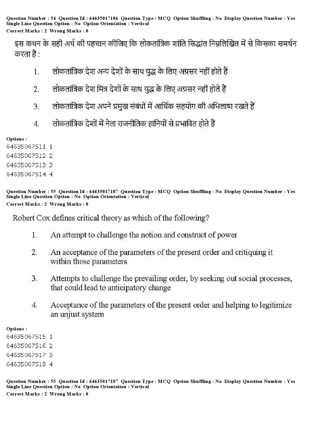 UGC NET Political Science Question Paper June 2019 55