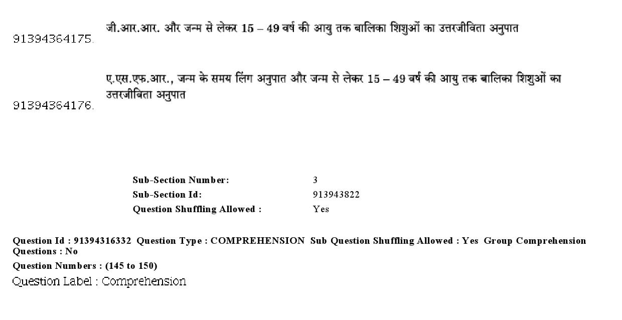 UGC NET Population Studies Question Paper December 2018 122