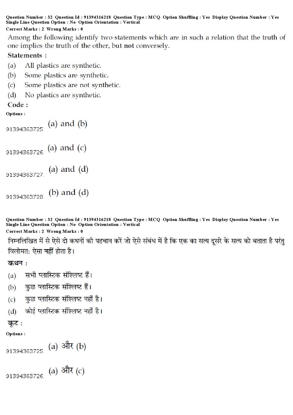 UGC NET Population Studies Question Paper December 2018 27