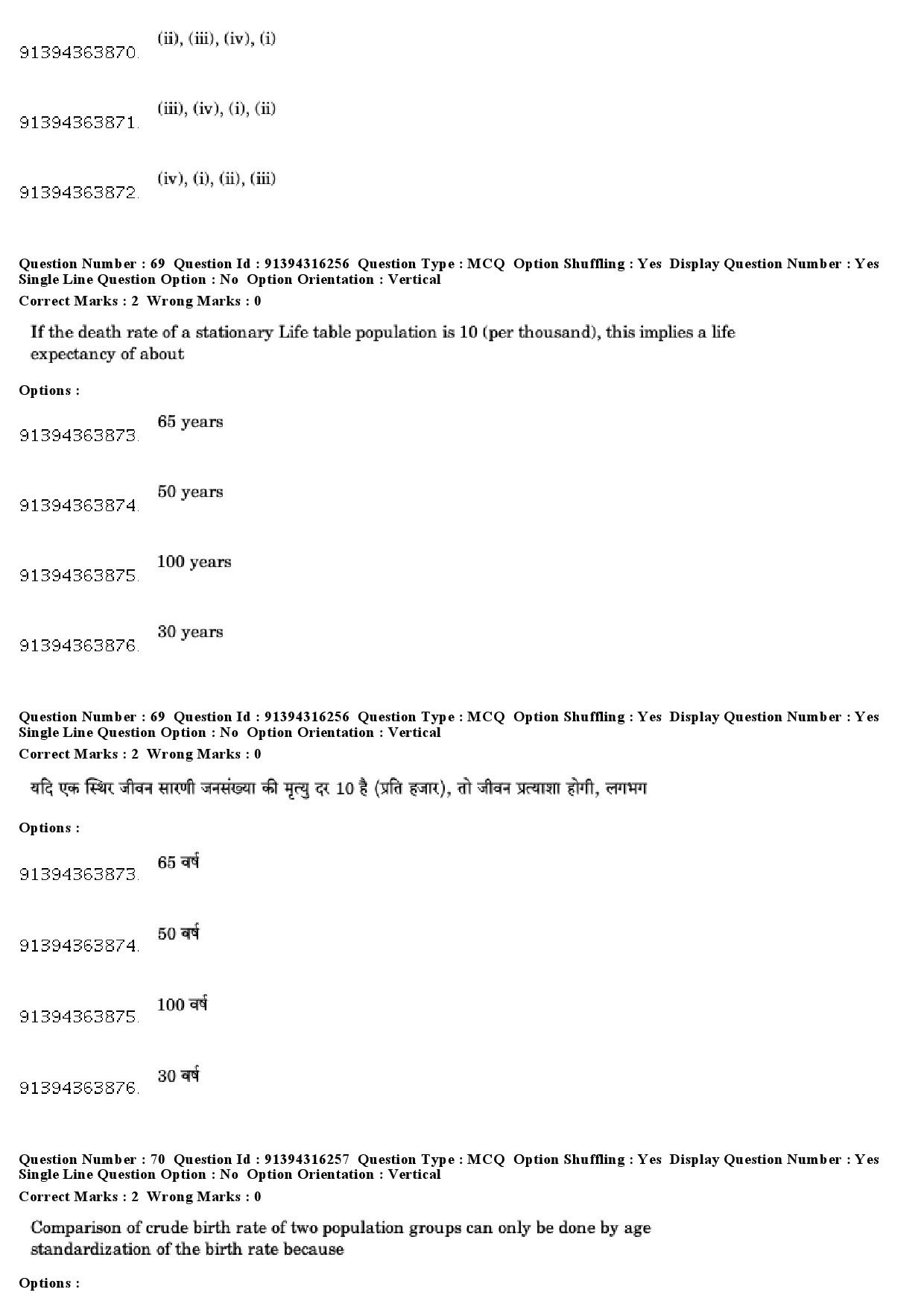 UGC NET Population Studies Question Paper December 2018 60