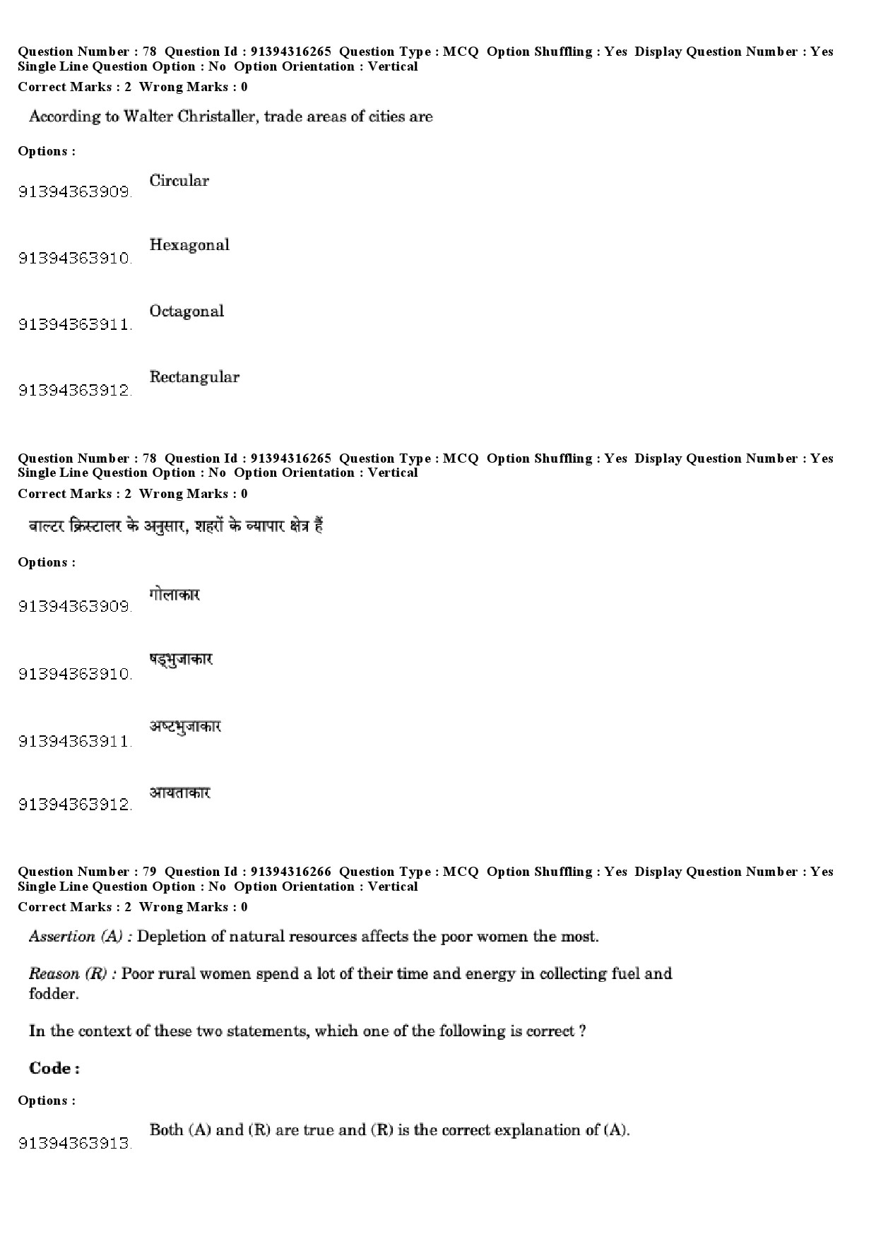 UGC NET Population Studies Question Paper December 2018 67