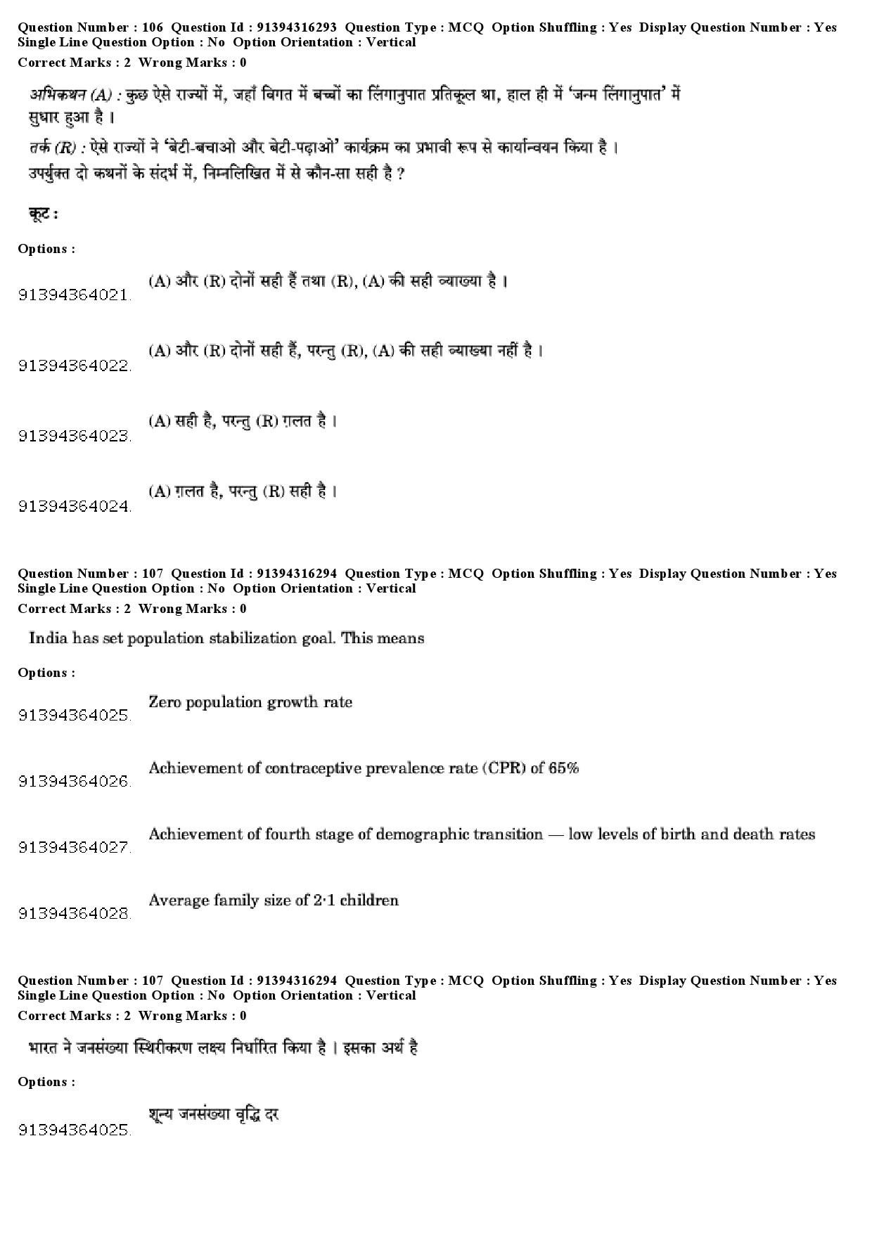 UGC NET Population Studies Question Paper December 2018 91