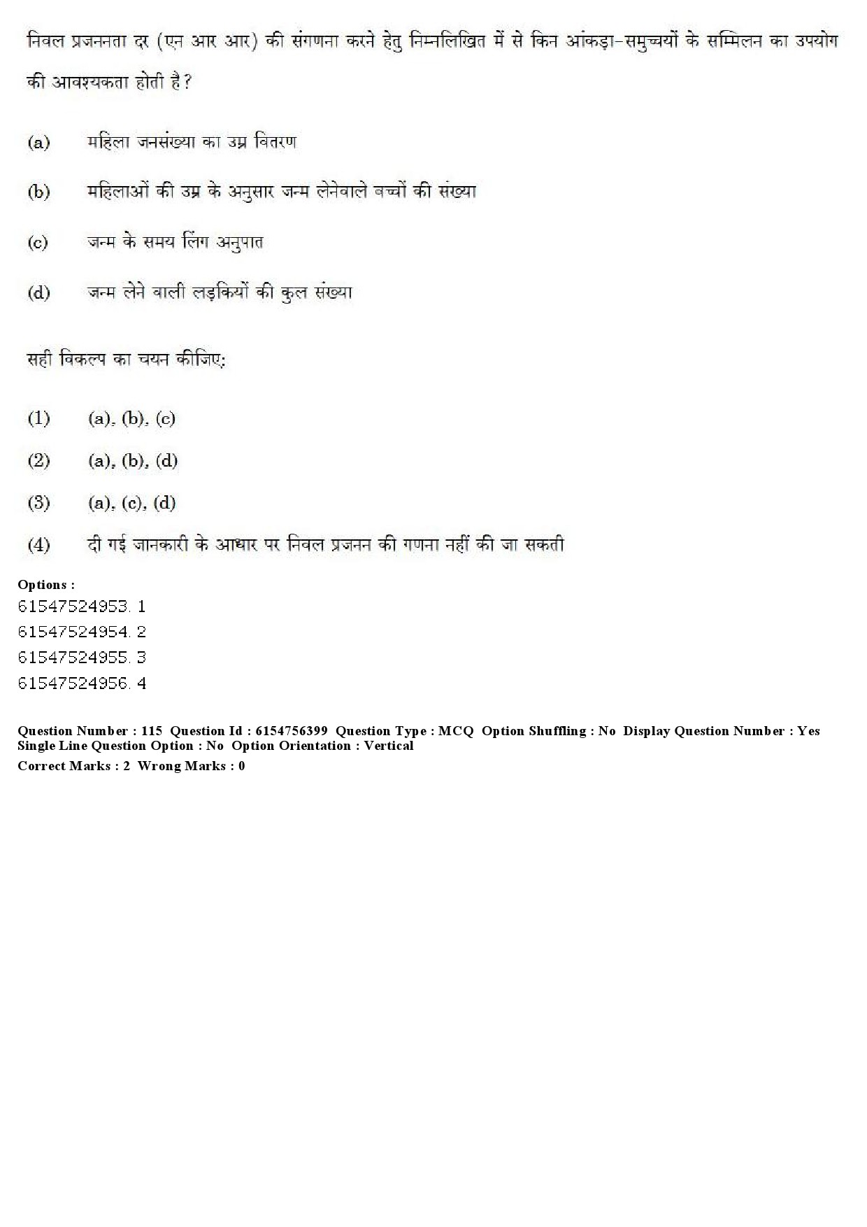 UGC NET Population Studies Question Paper December 2019 100