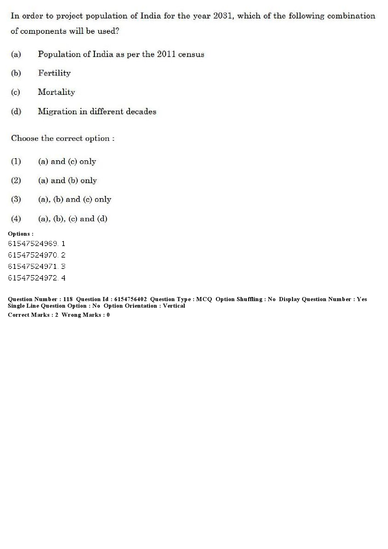 UGC NET Population Studies Question Paper December 2019 107