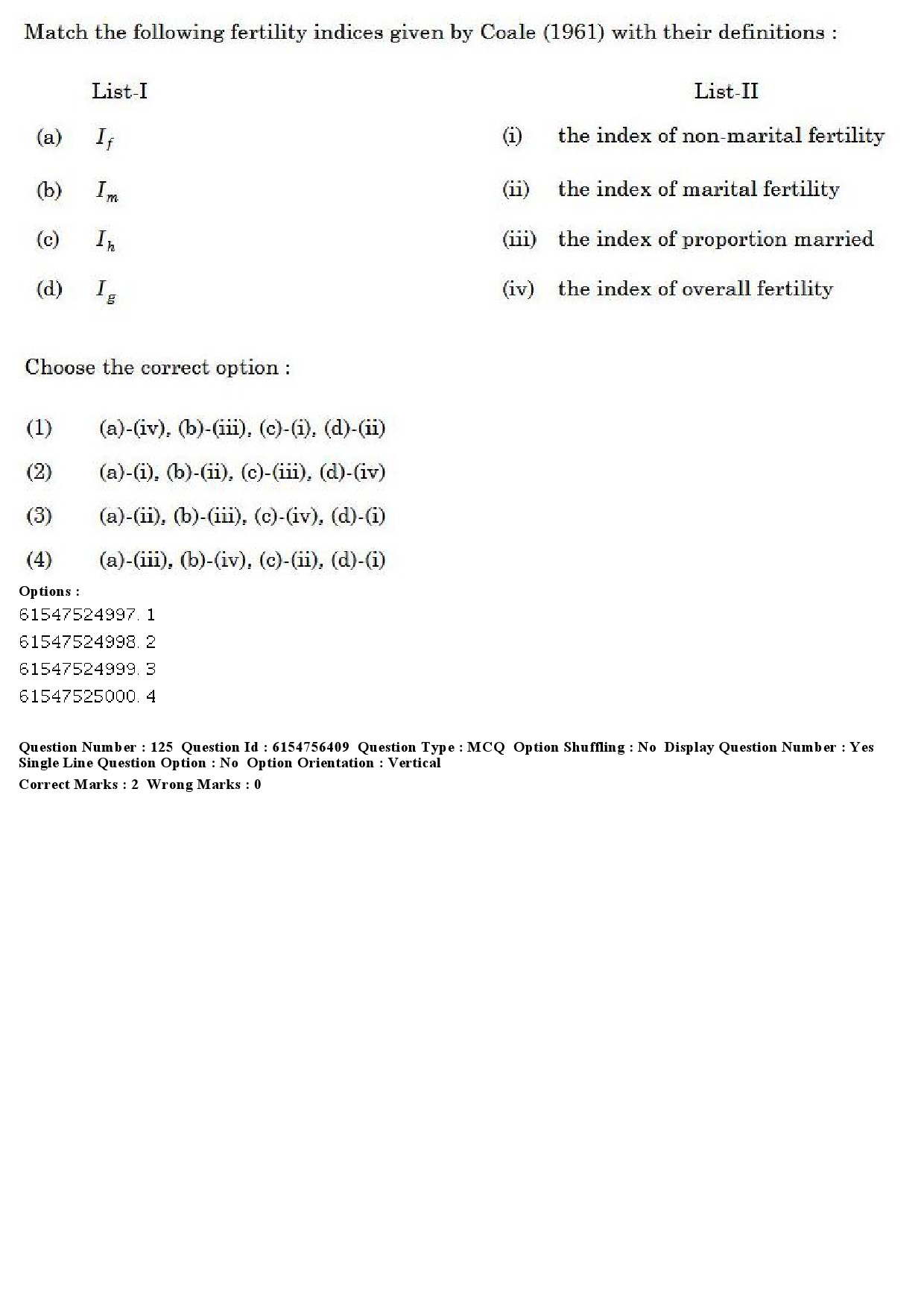 UGC NET Population Studies Question Paper December 2019 121