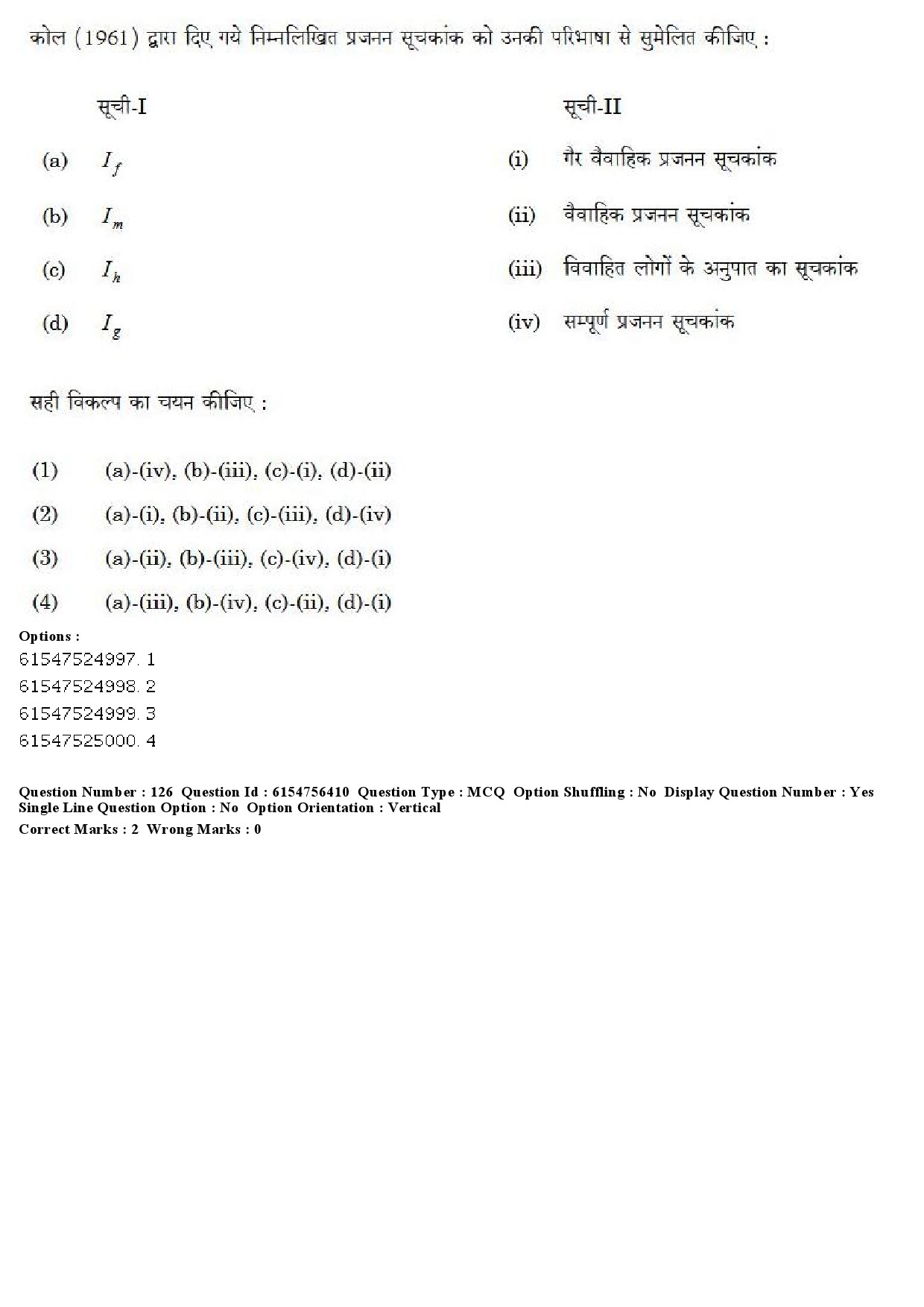 UGC NET Population Studies Question Paper December 2019 122