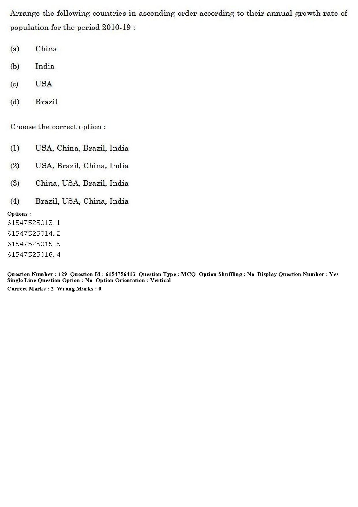 UGC NET Population Studies Question Paper December 2019 129