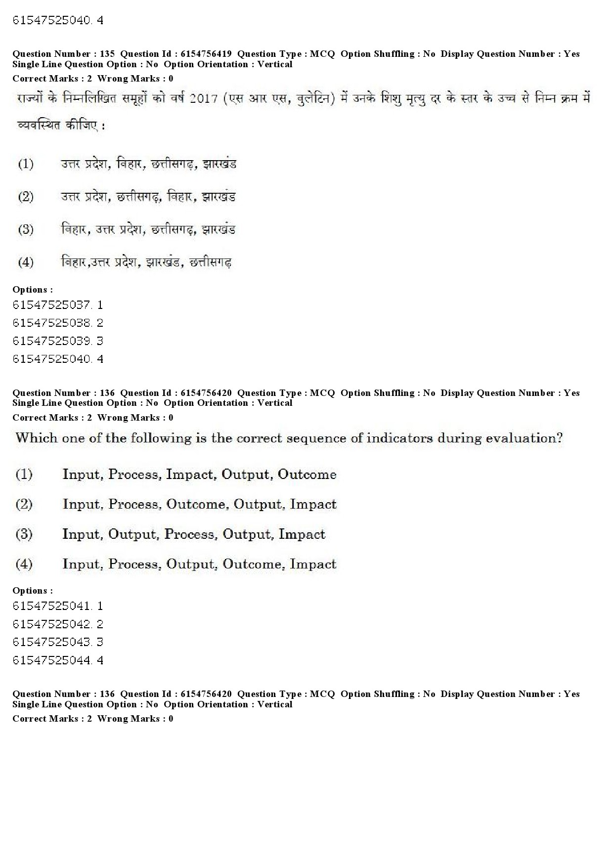 UGC NET Population Studies Question Paper December 2019 136