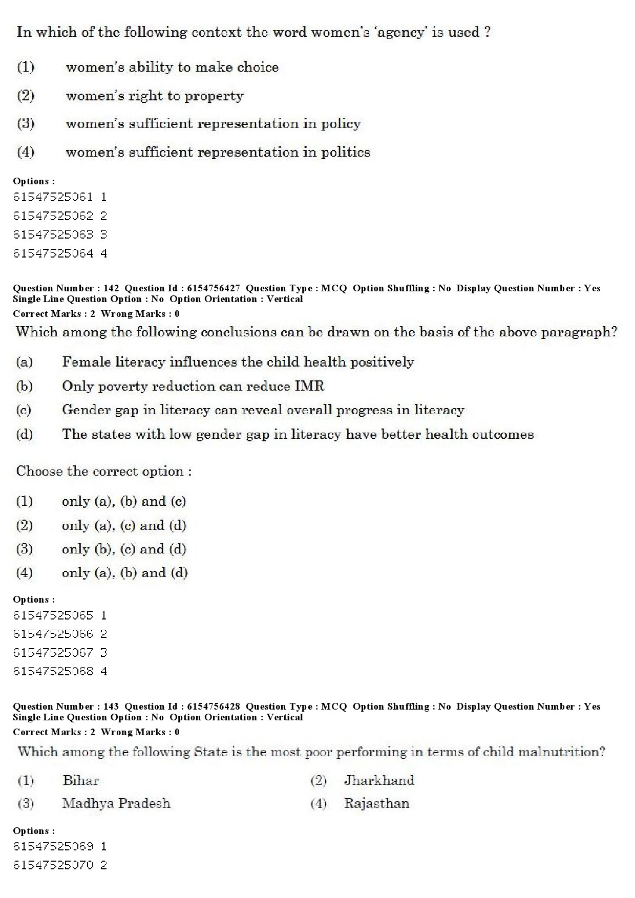 UGC NET Population Studies Question Paper December 2019 144