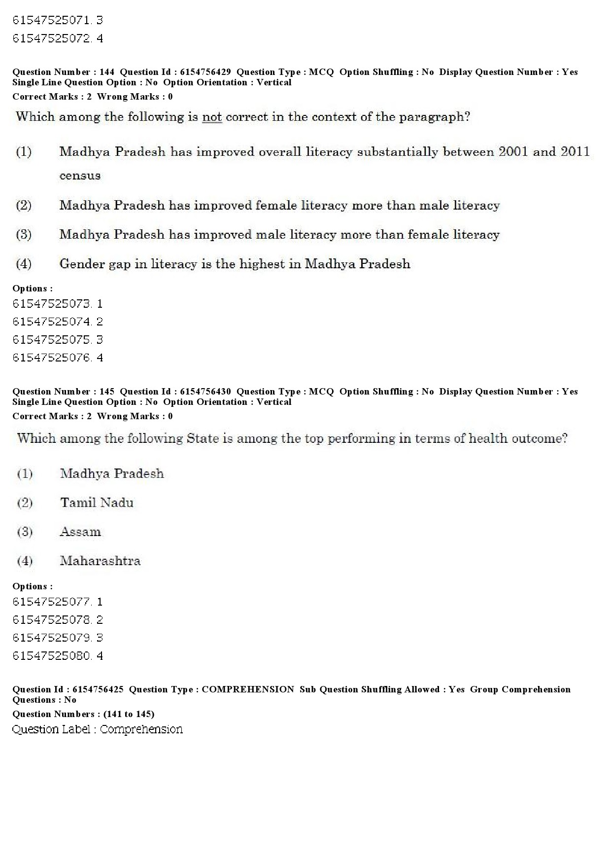 UGC NET Population Studies Question Paper December 2019 145