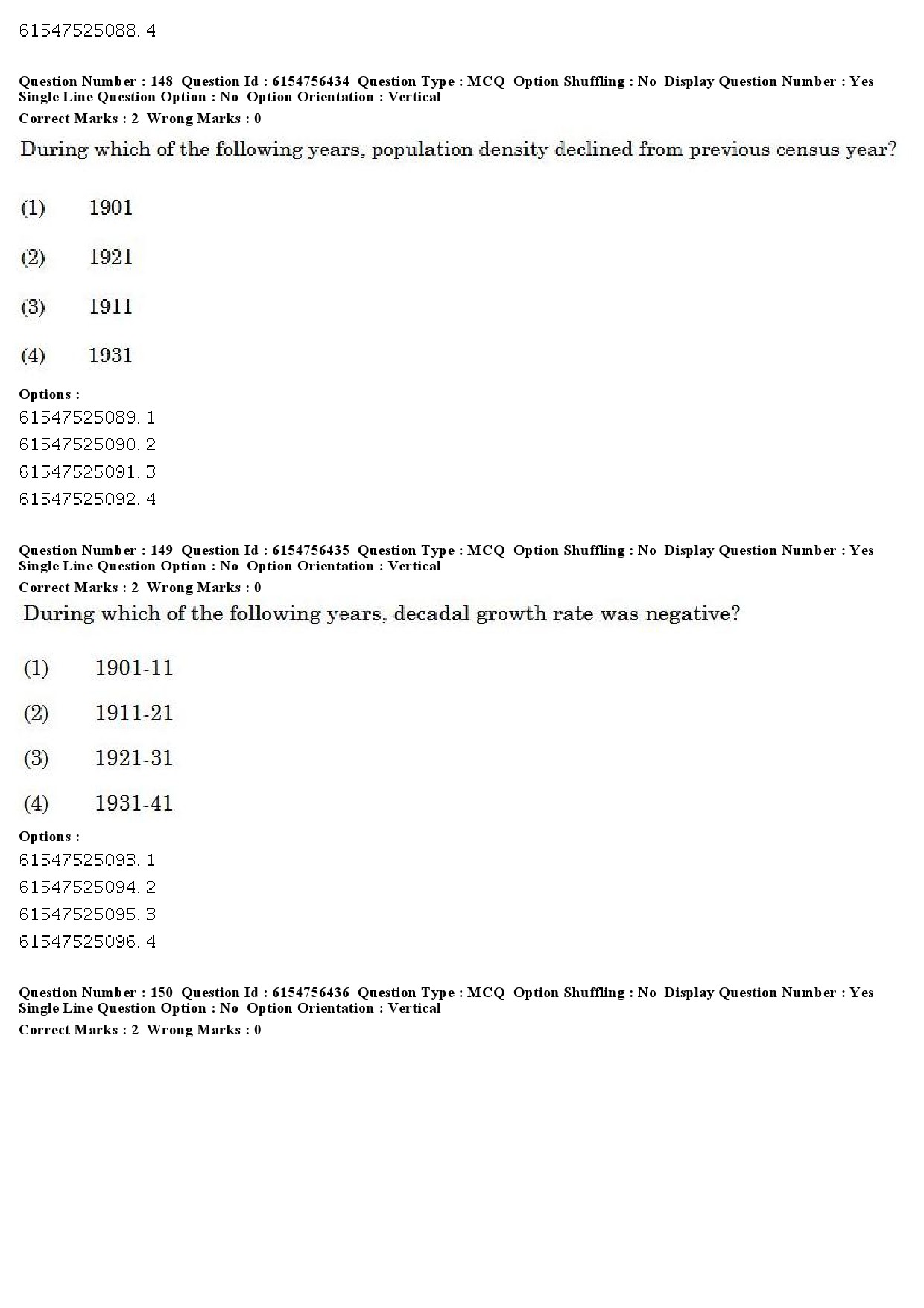 UGC NET Population Studies Question Paper December 2019 150