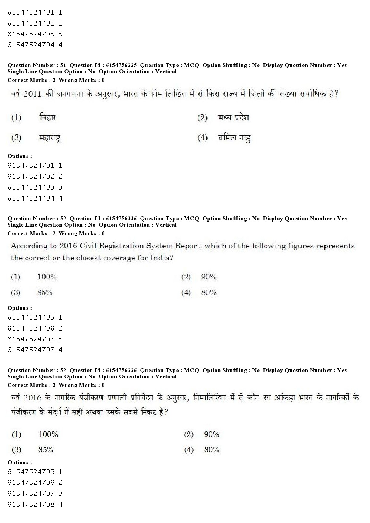 UGC NET Population Studies Question Paper December 2019 46