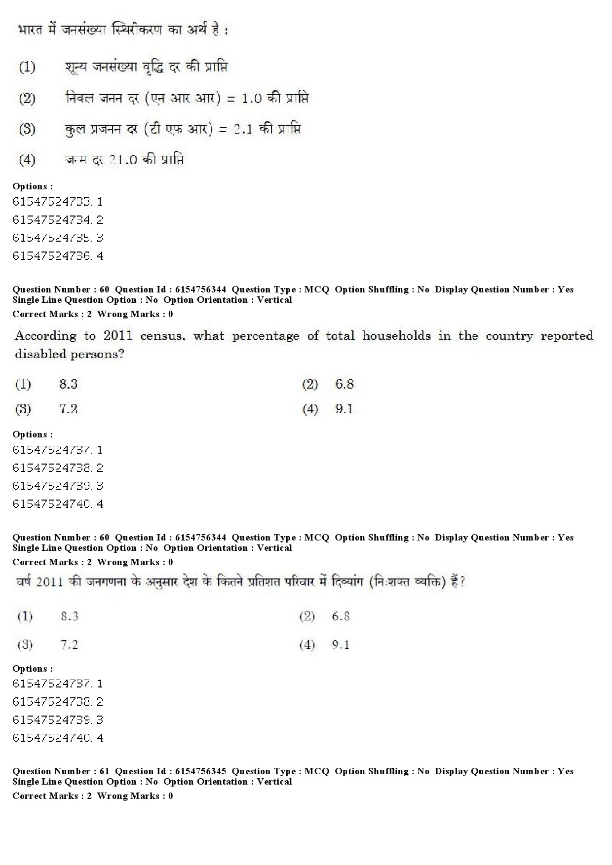 UGC NET Population Studies Question Paper December 2019 52