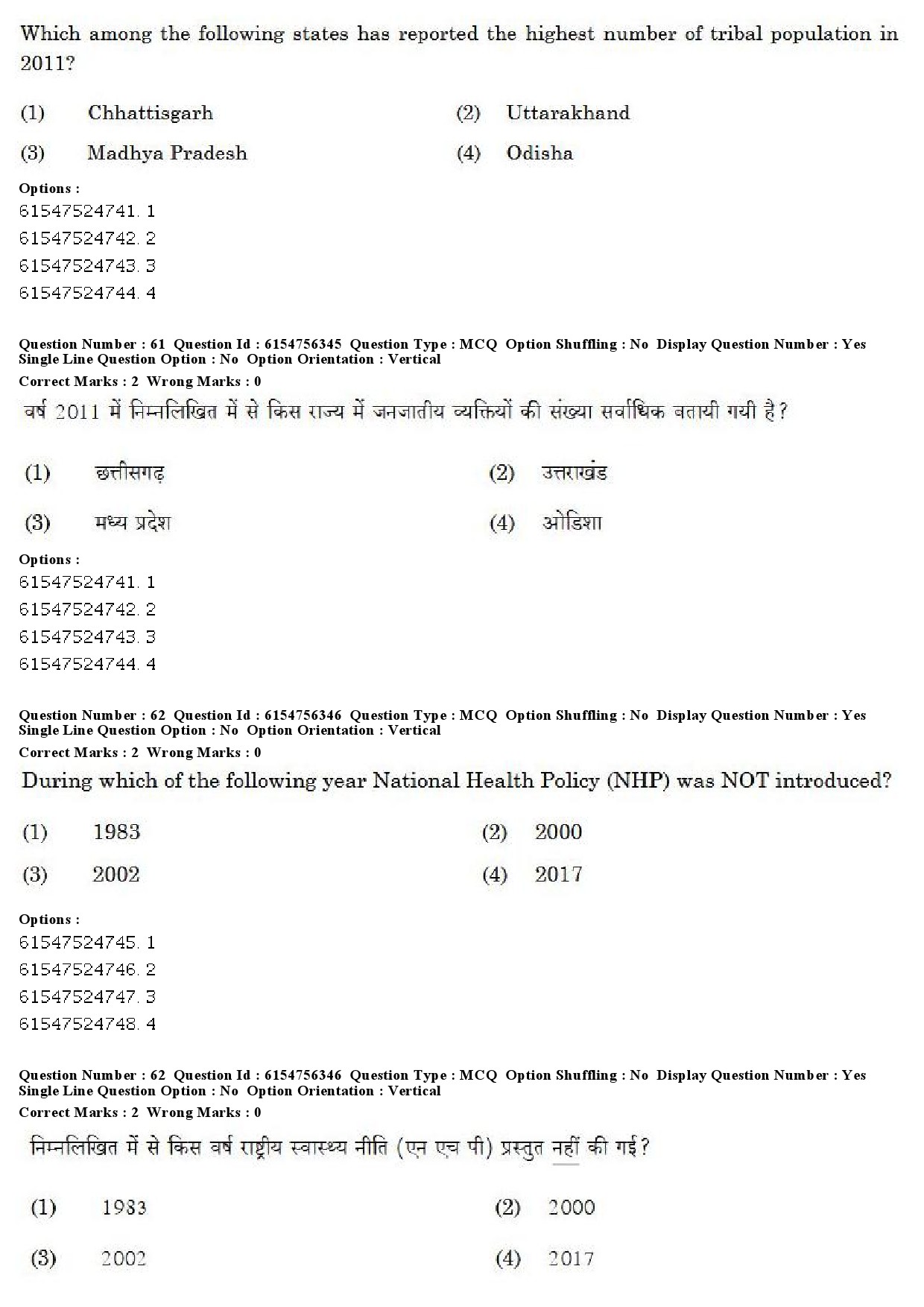 UGC NET Population Studies Question Paper December 2019 53