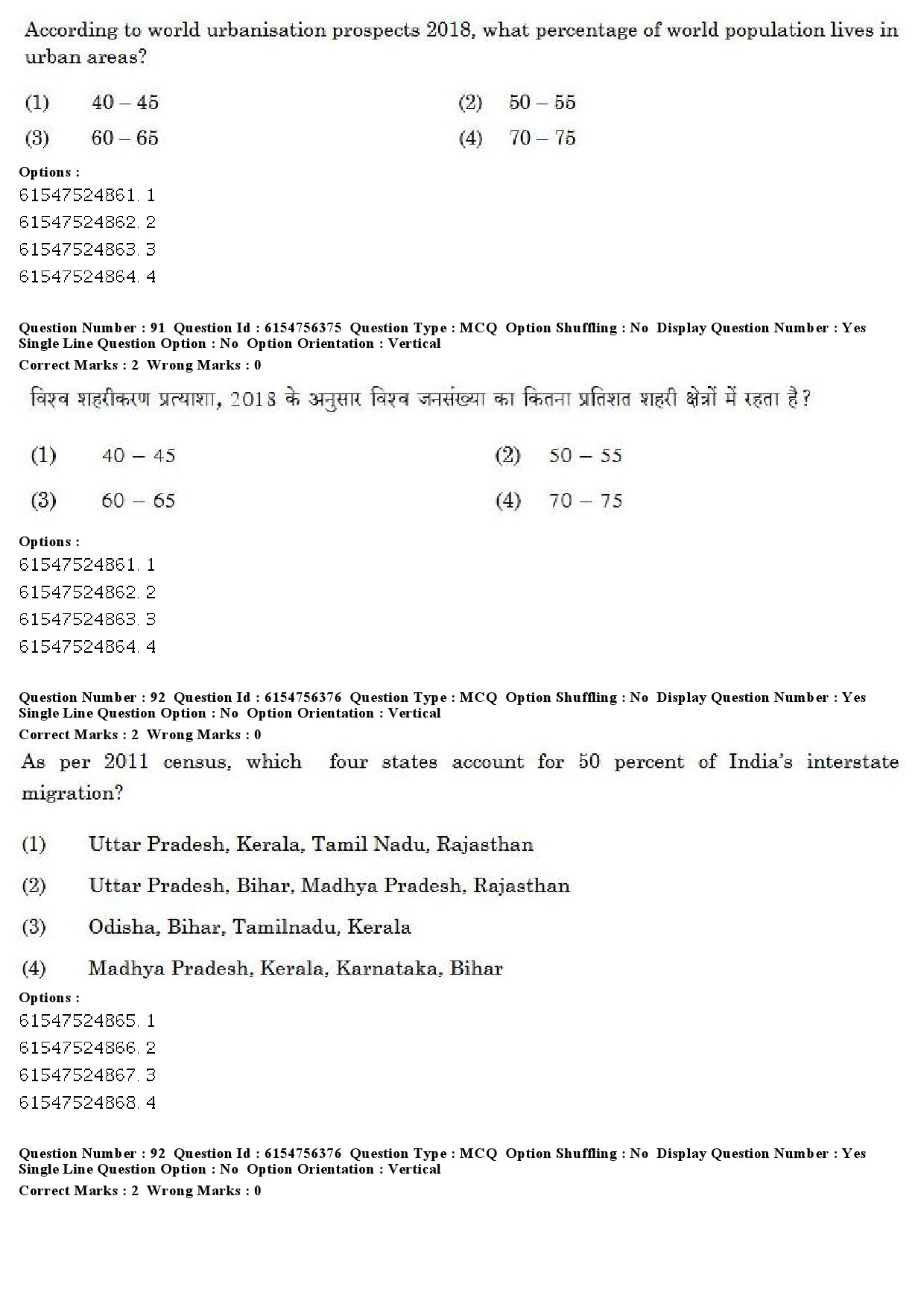 UGC NET Population Studies Question Paper December 2019 75