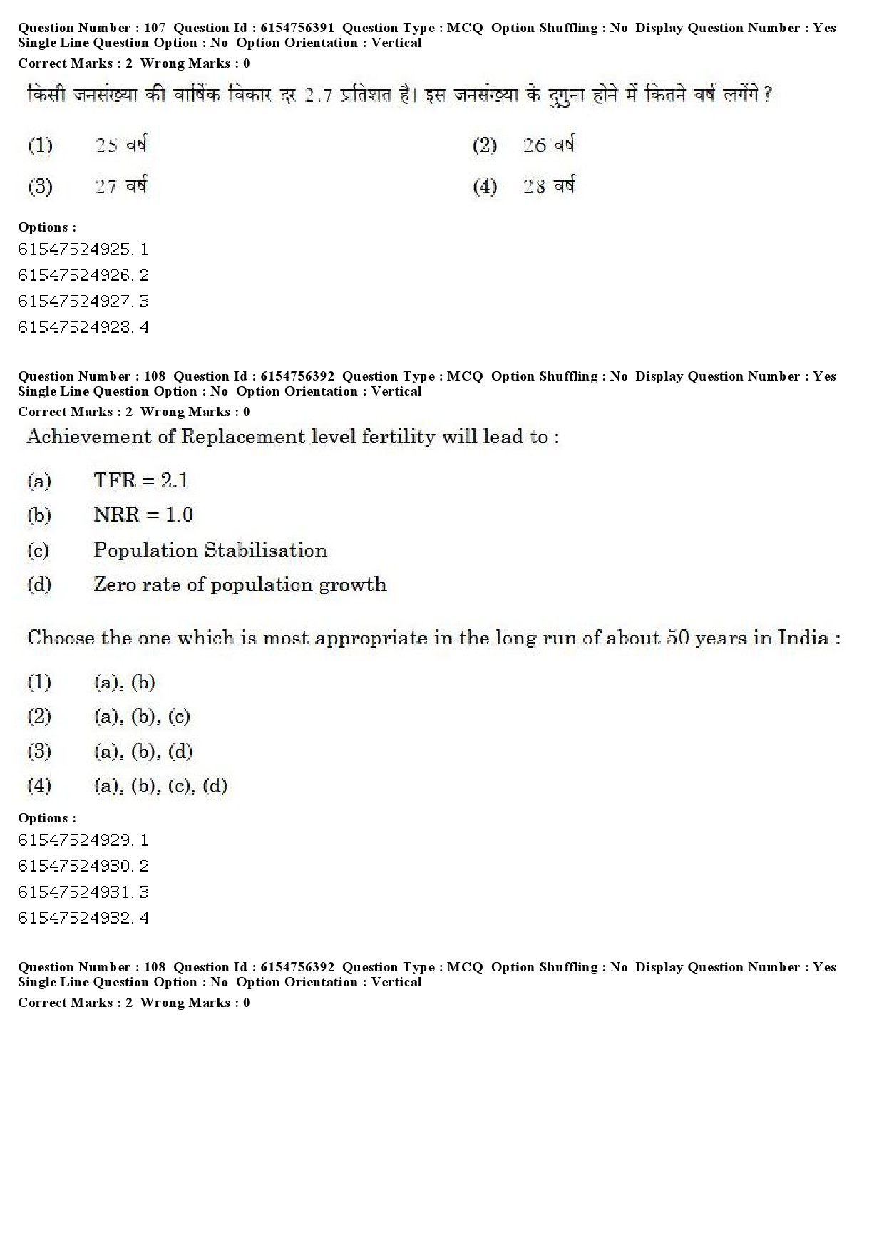 UGC NET Population Studies Question Paper December 2019 88