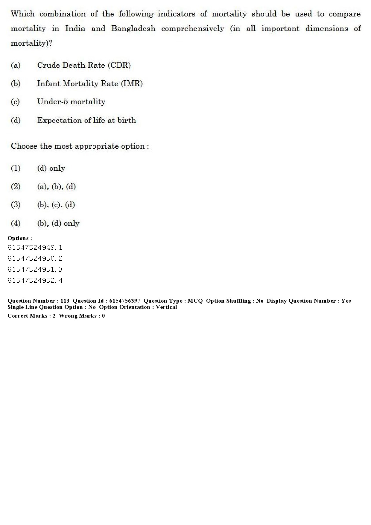 UGC NET Population Studies Question Paper December 2019 97