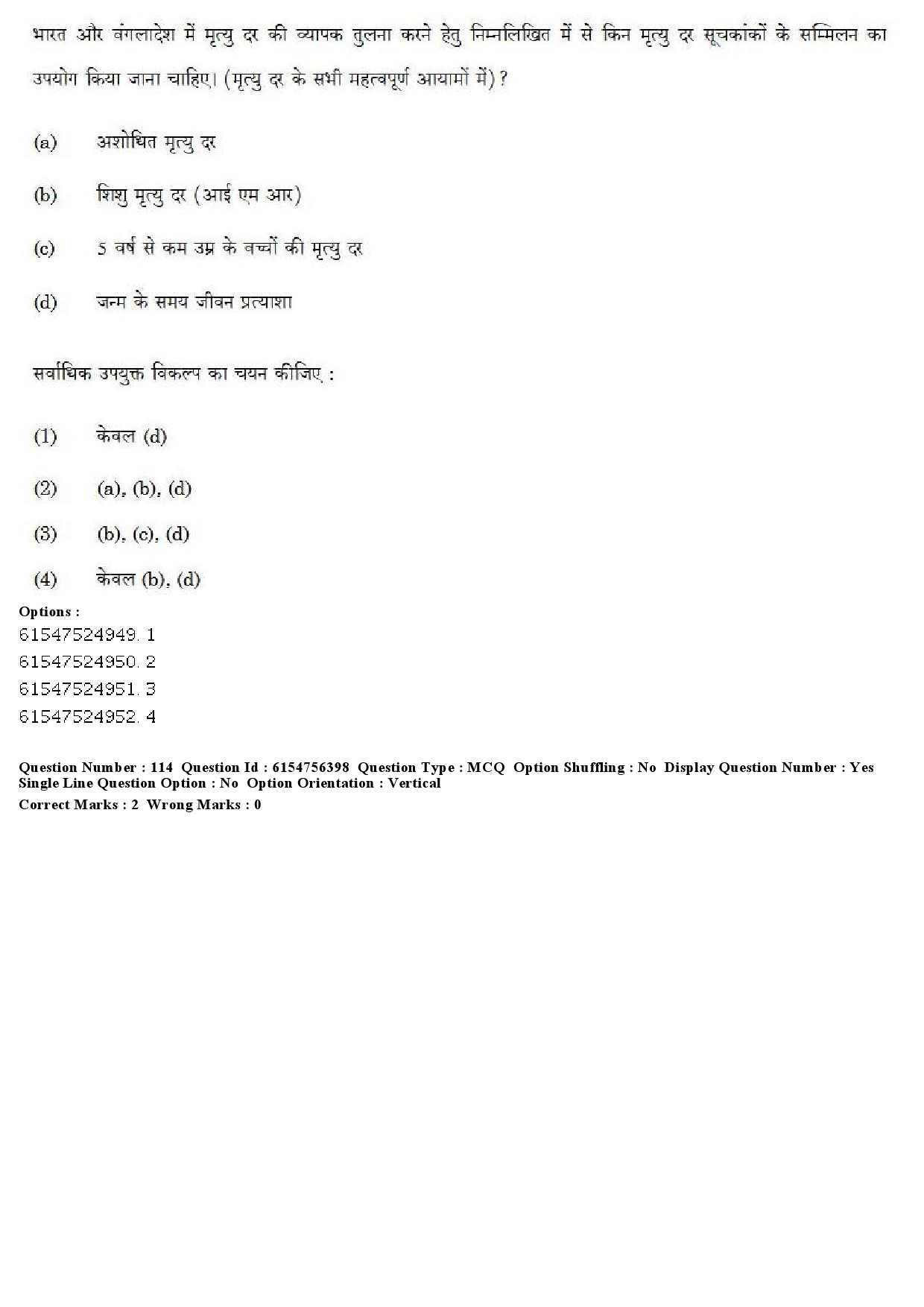 UGC NET Population Studies Question Paper December 2019 98