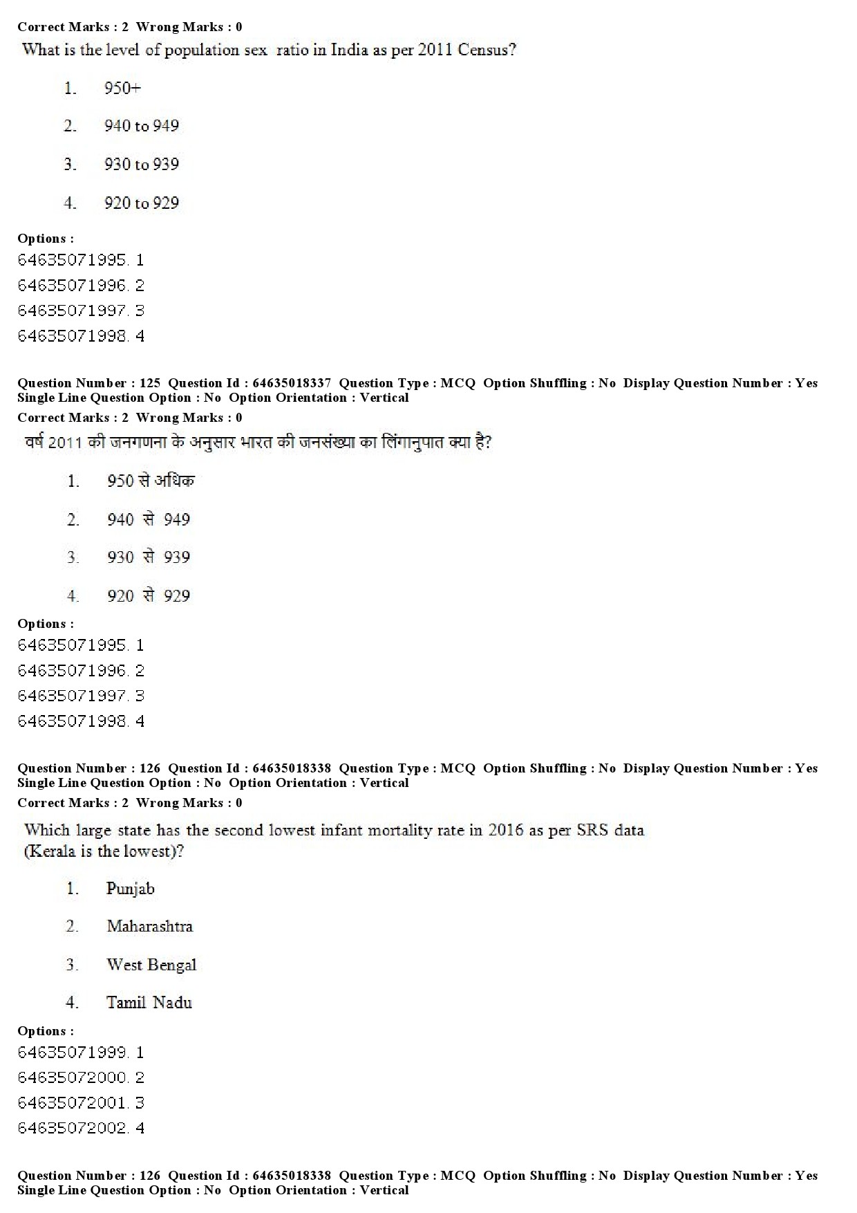 UGC NET Population Studies Question Paper June 2019 107