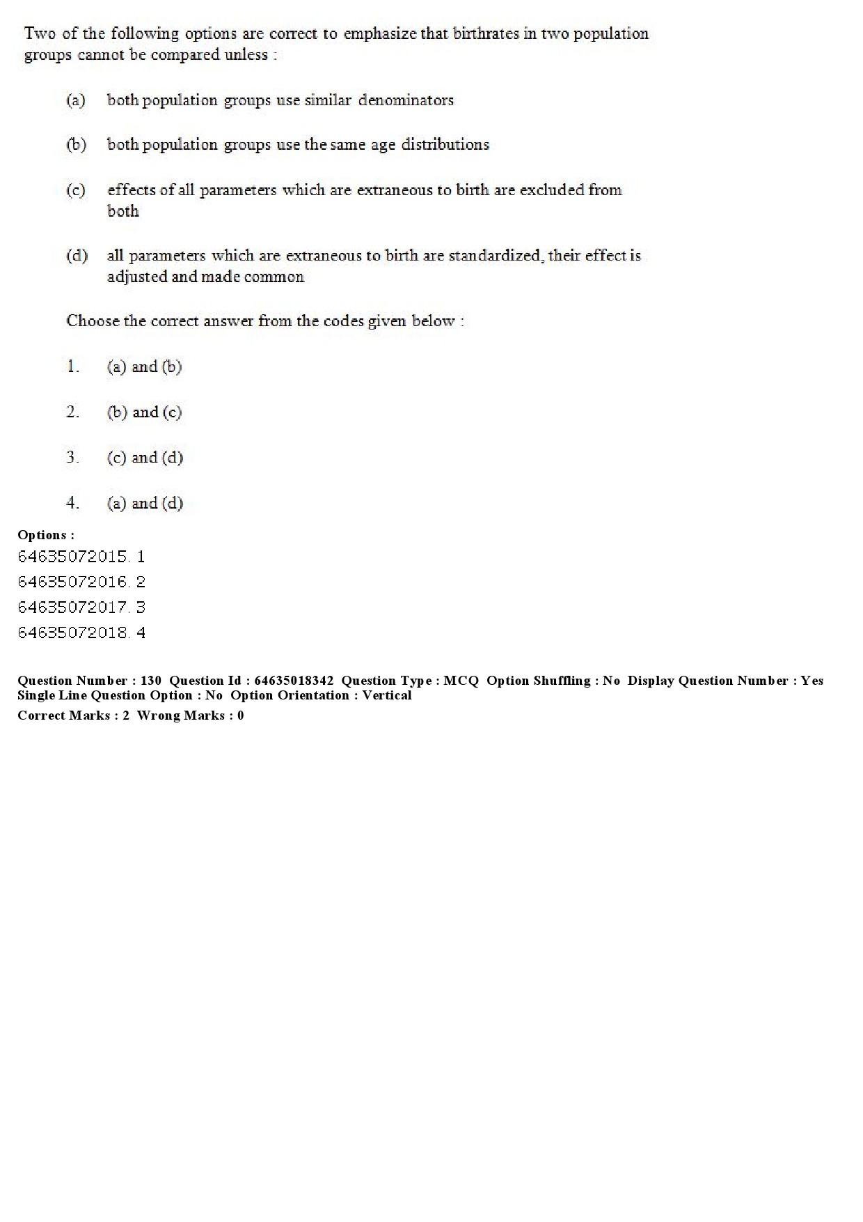 UGC NET Population Studies Question Paper June 2019 111