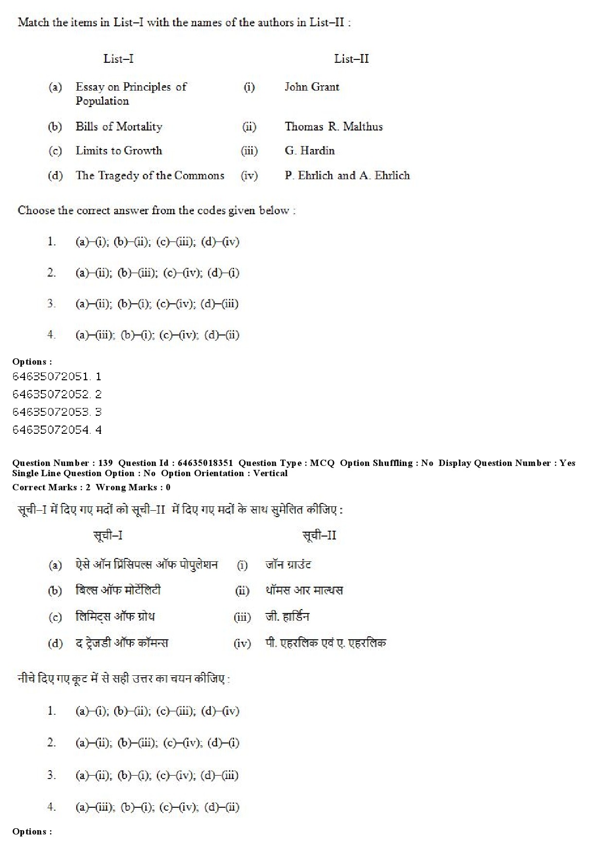 UGC NET Population Studies Question Paper June 2019 121