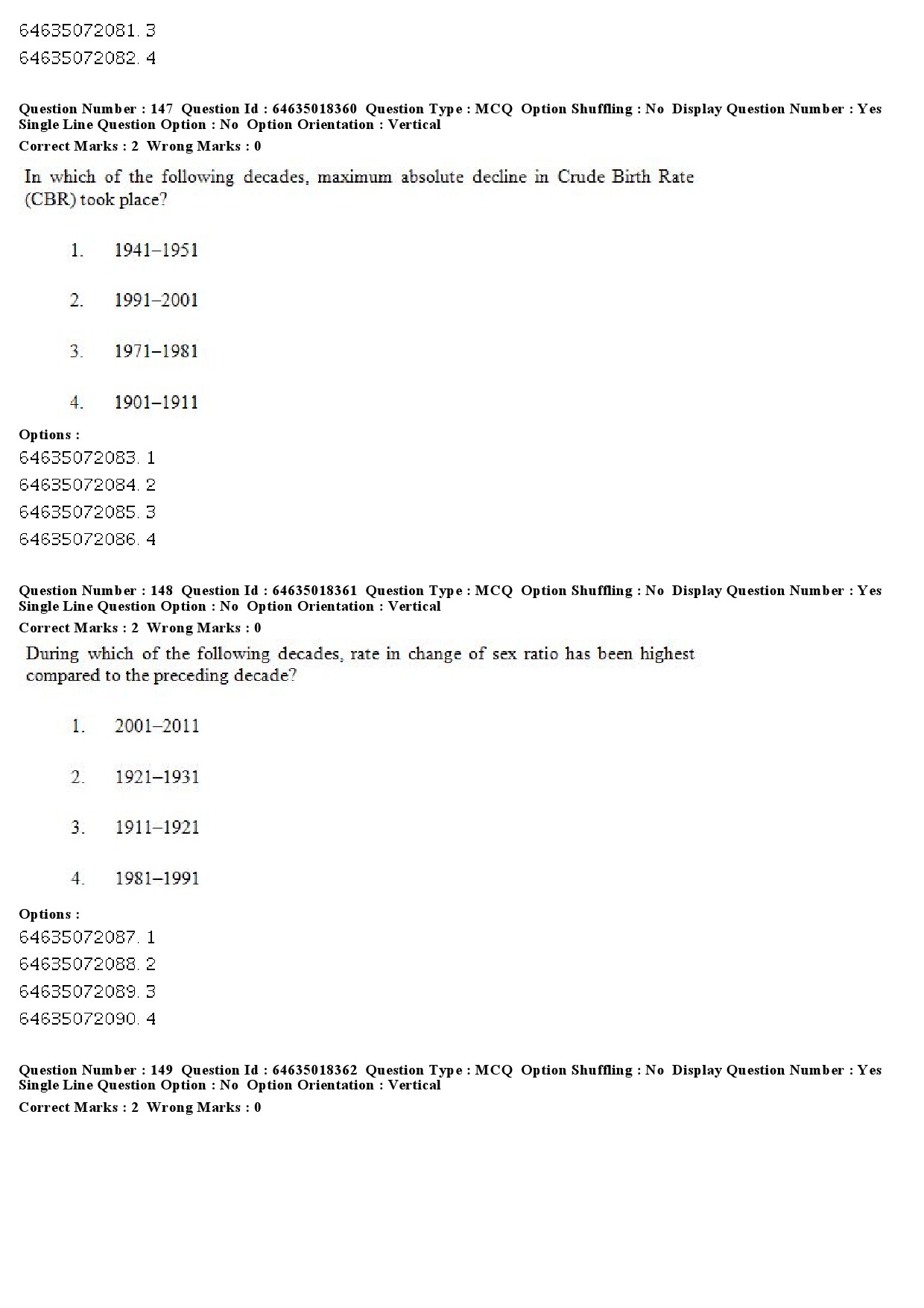 UGC NET Population Studies Question Paper June 2019 130