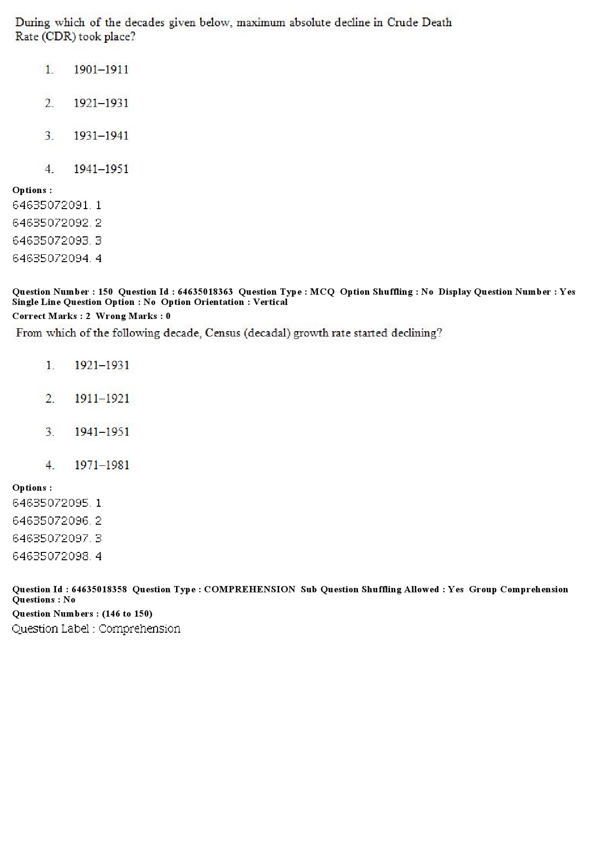 UGC NET Population Studies Question Paper June 2019 131