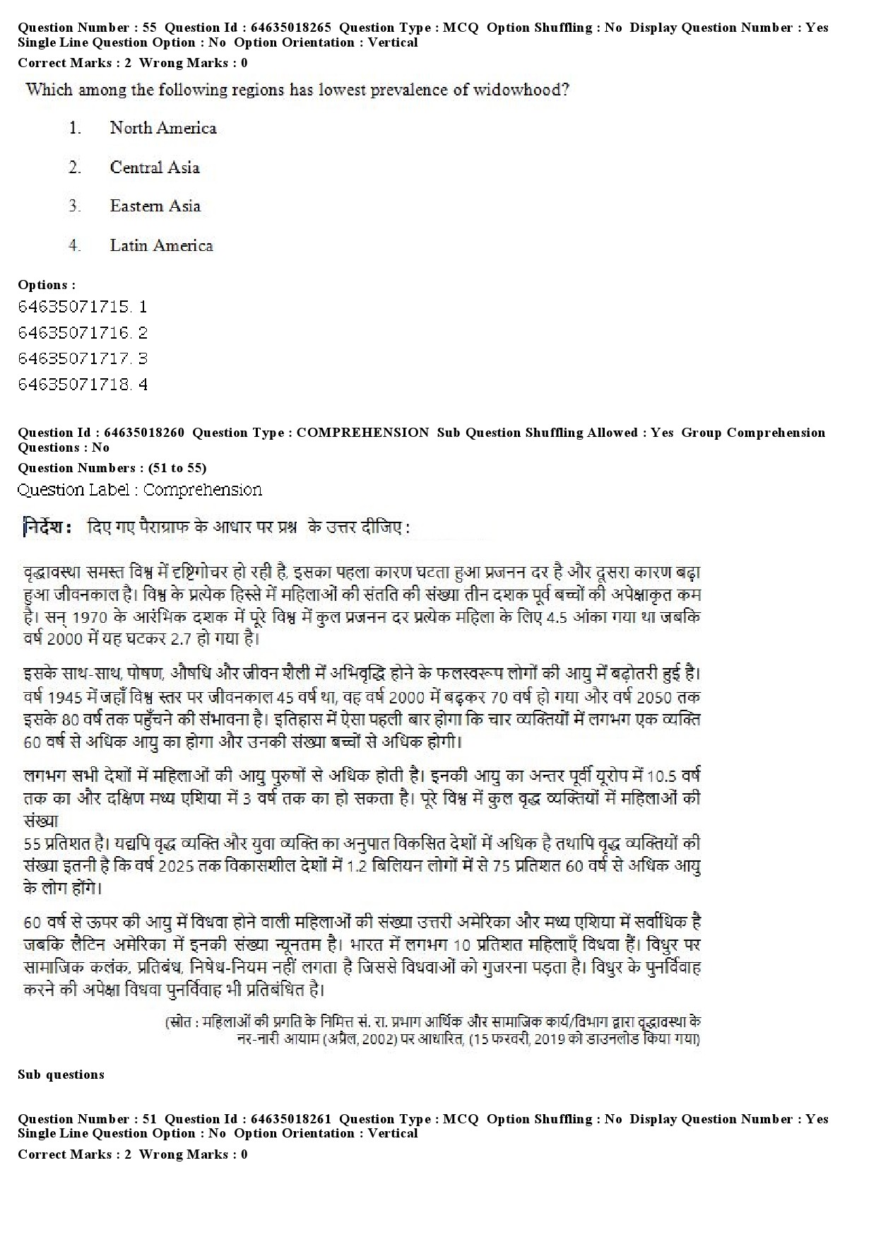 UGC NET Population Studies Question Paper June 2019 42