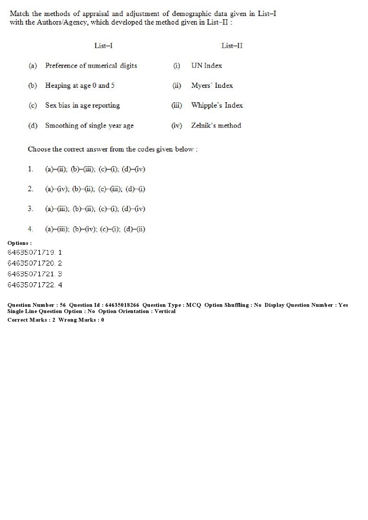 UGC NET Population Studies Question Paper June 2019 45