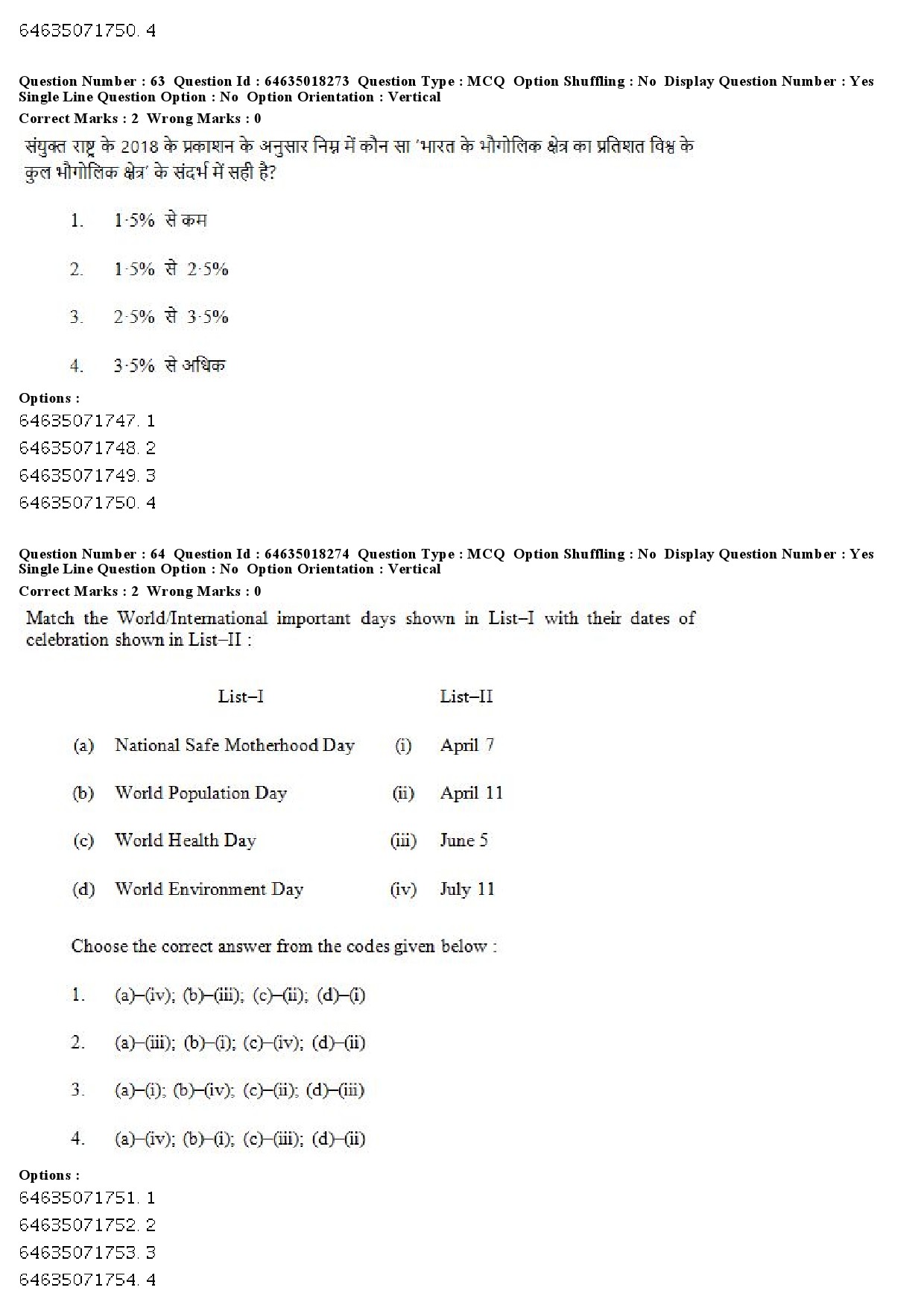 UGC NET Population Studies Question Paper June 2019 52