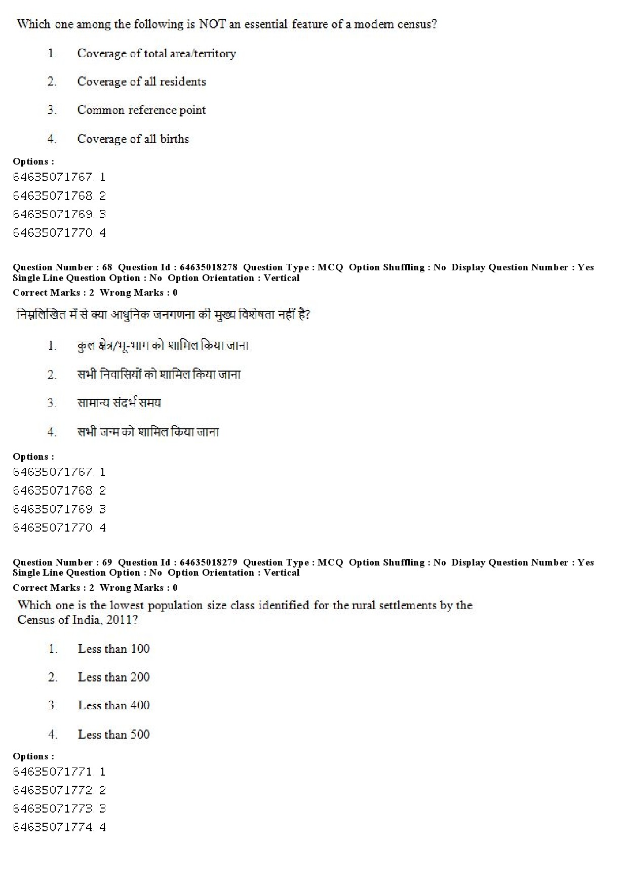 UGC NET Population Studies Question Paper June 2019 56