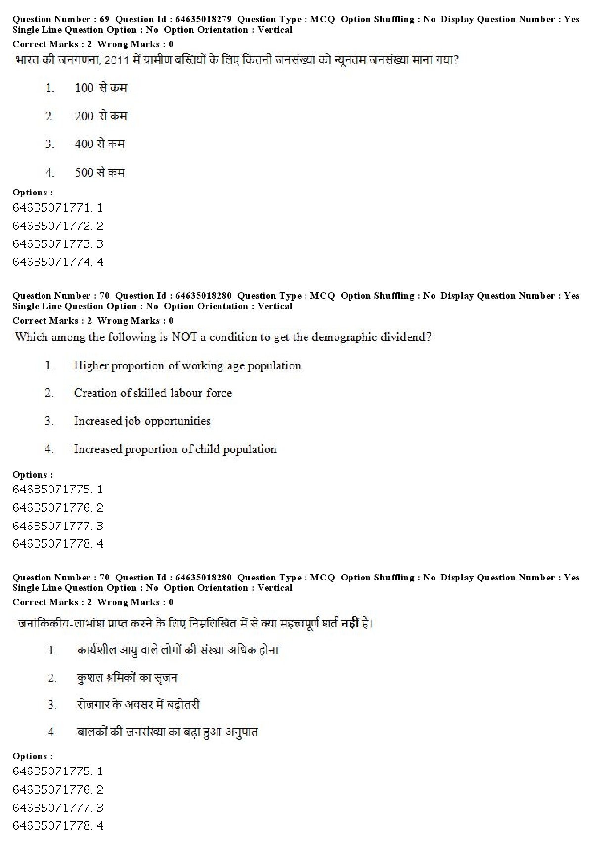 UGC NET Population Studies Question Paper June 2019 57