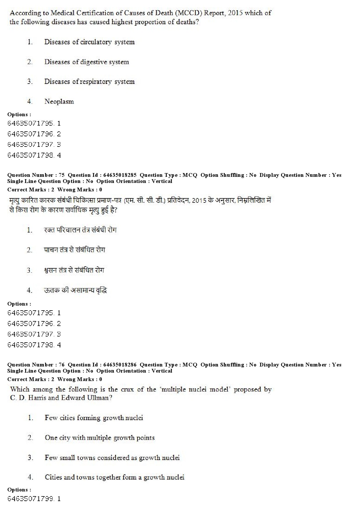 UGC NET Population Studies Question Paper June 2019 61