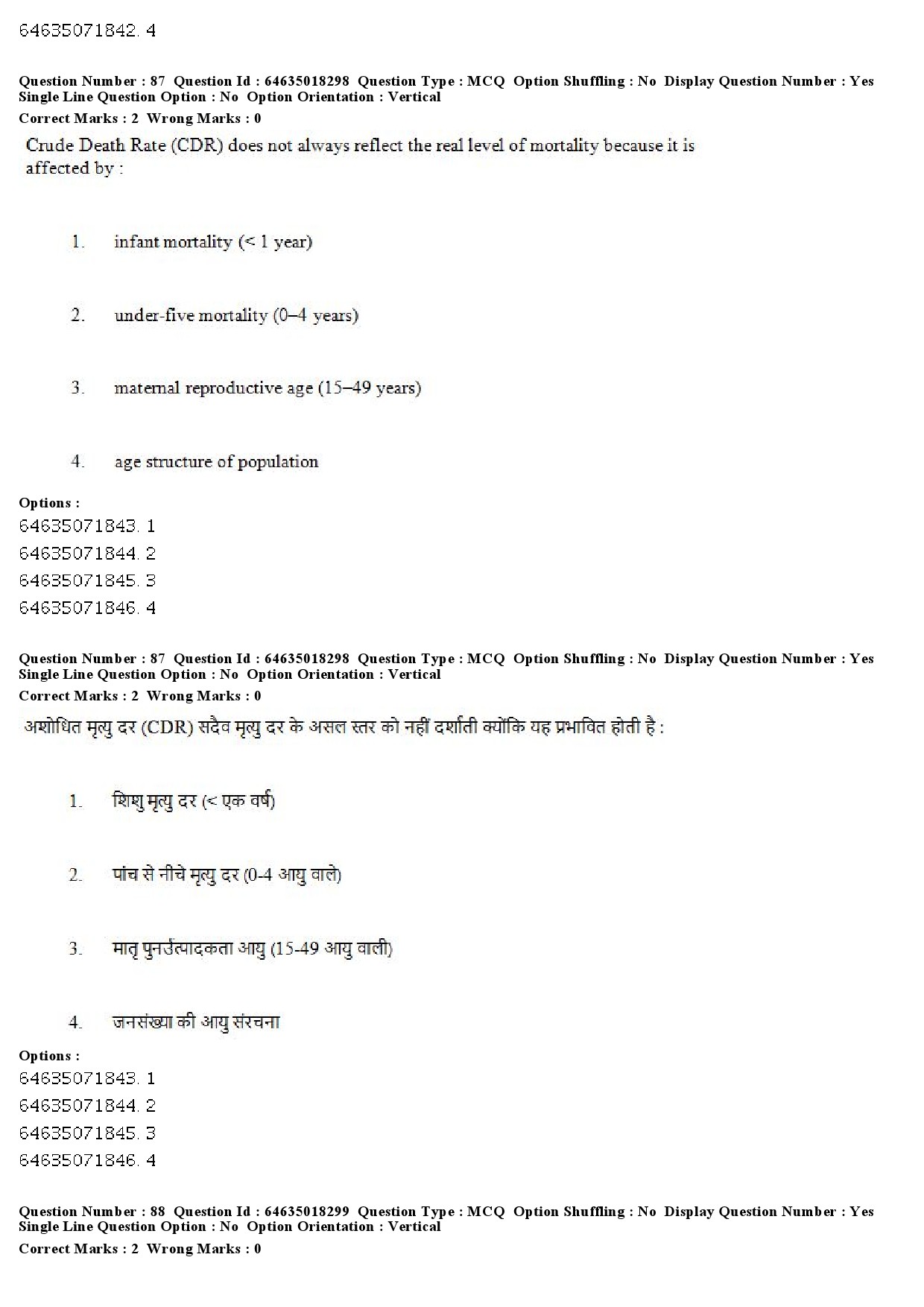 UGC NET Population Studies Question Paper June 2019 73