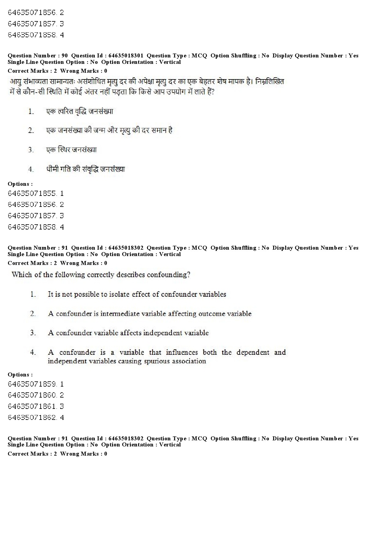 UGC NET Population Studies Question Paper June 2019 76