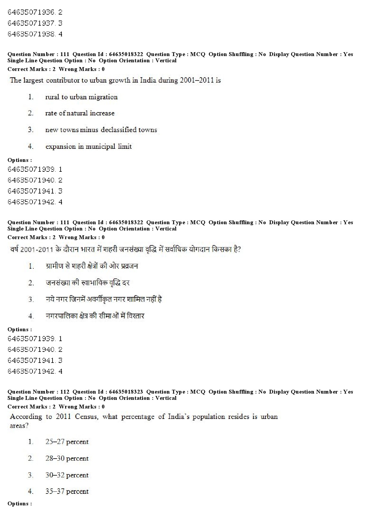 UGC NET Population Studies Question Paper June 2019 94