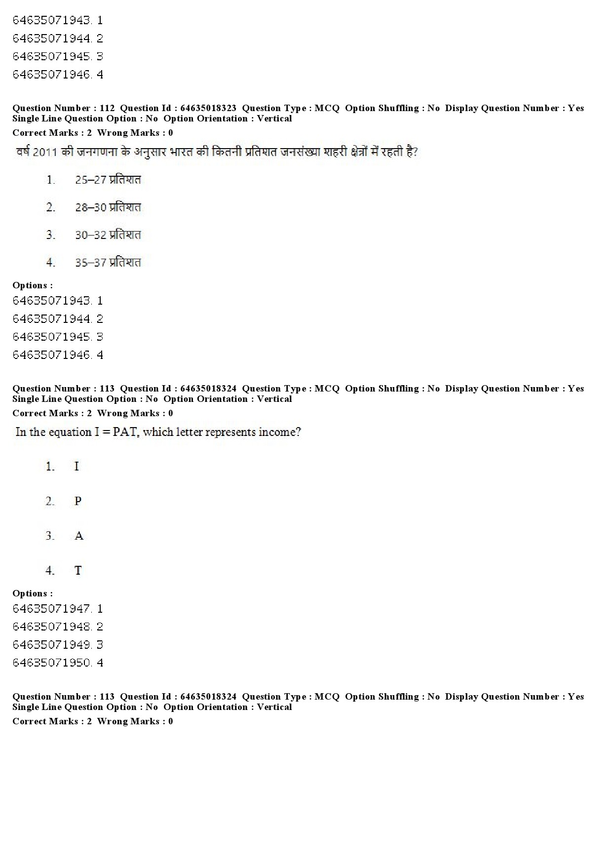 UGC NET Population Studies Question Paper June 2019 95