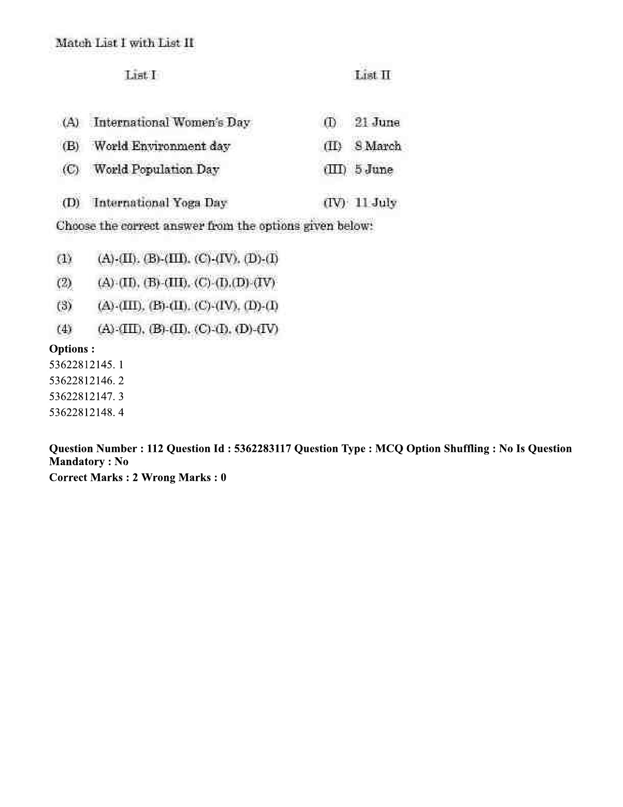 UGC NET Population Studies Question Paper September 2020 112