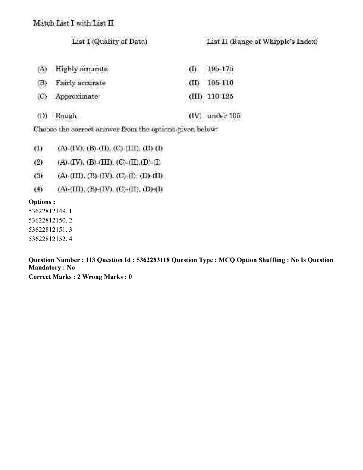 UGC NET Population Studies Question Paper September 2020 114