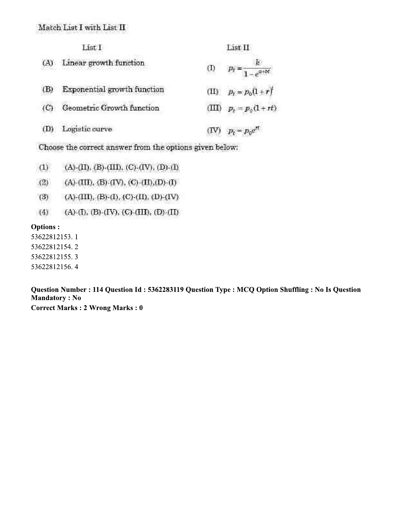 UGC NET Population Studies Question Paper September 2020 116