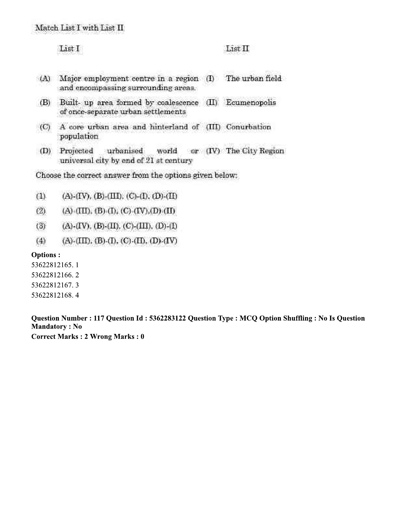 UGC NET Population Studies Question Paper September 2020 122